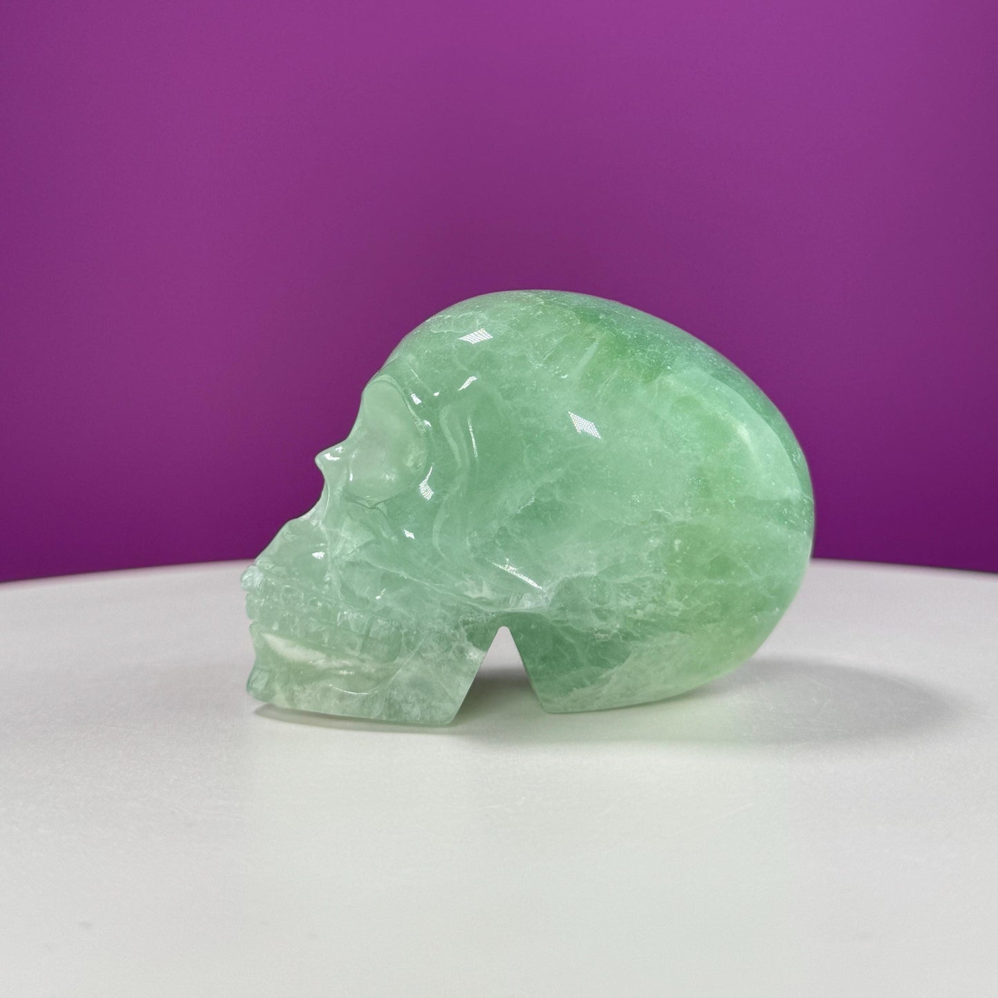 Green Fluorite Skull Carving (UV Reactive)