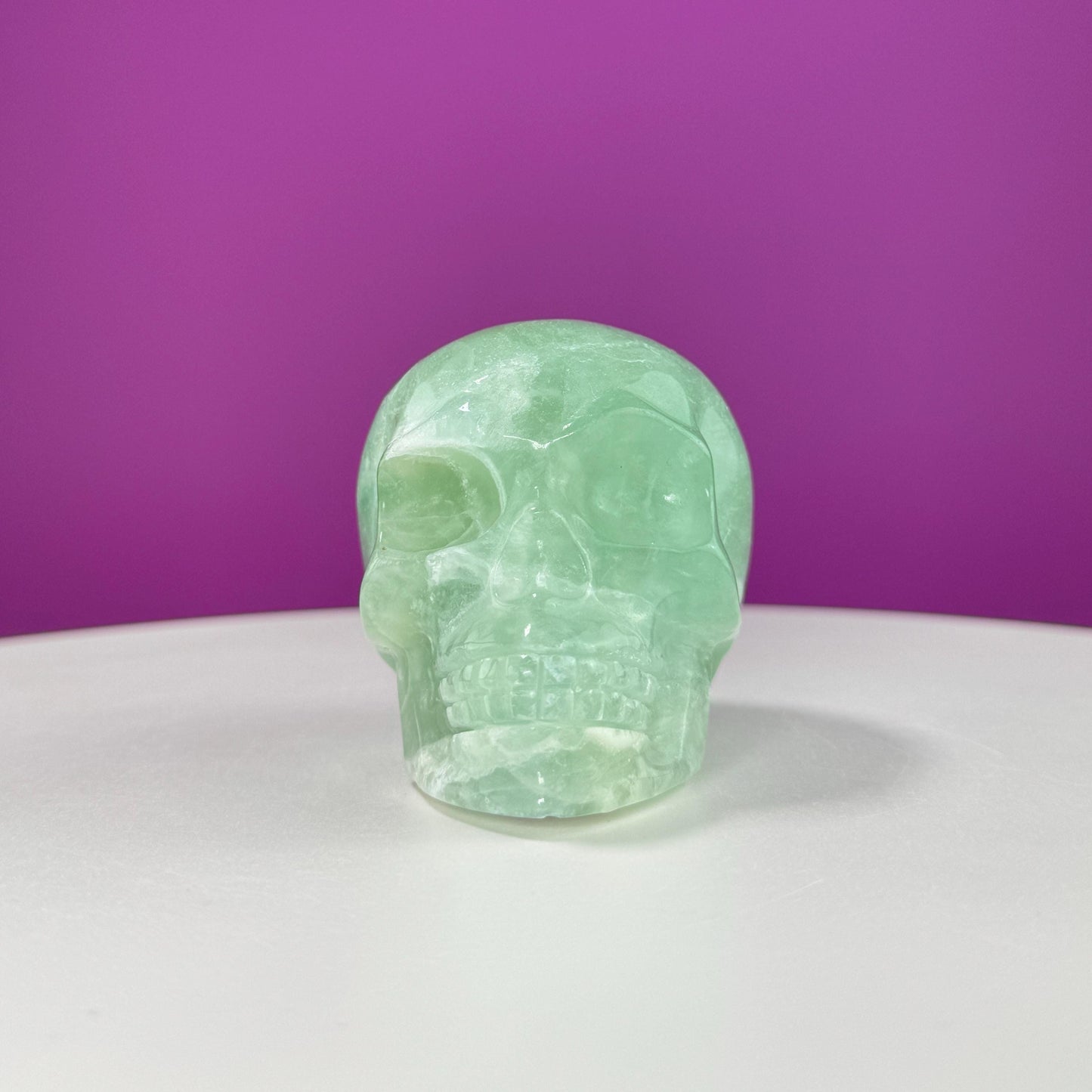 Green Fluorite Skull Carving (UV Reactive)