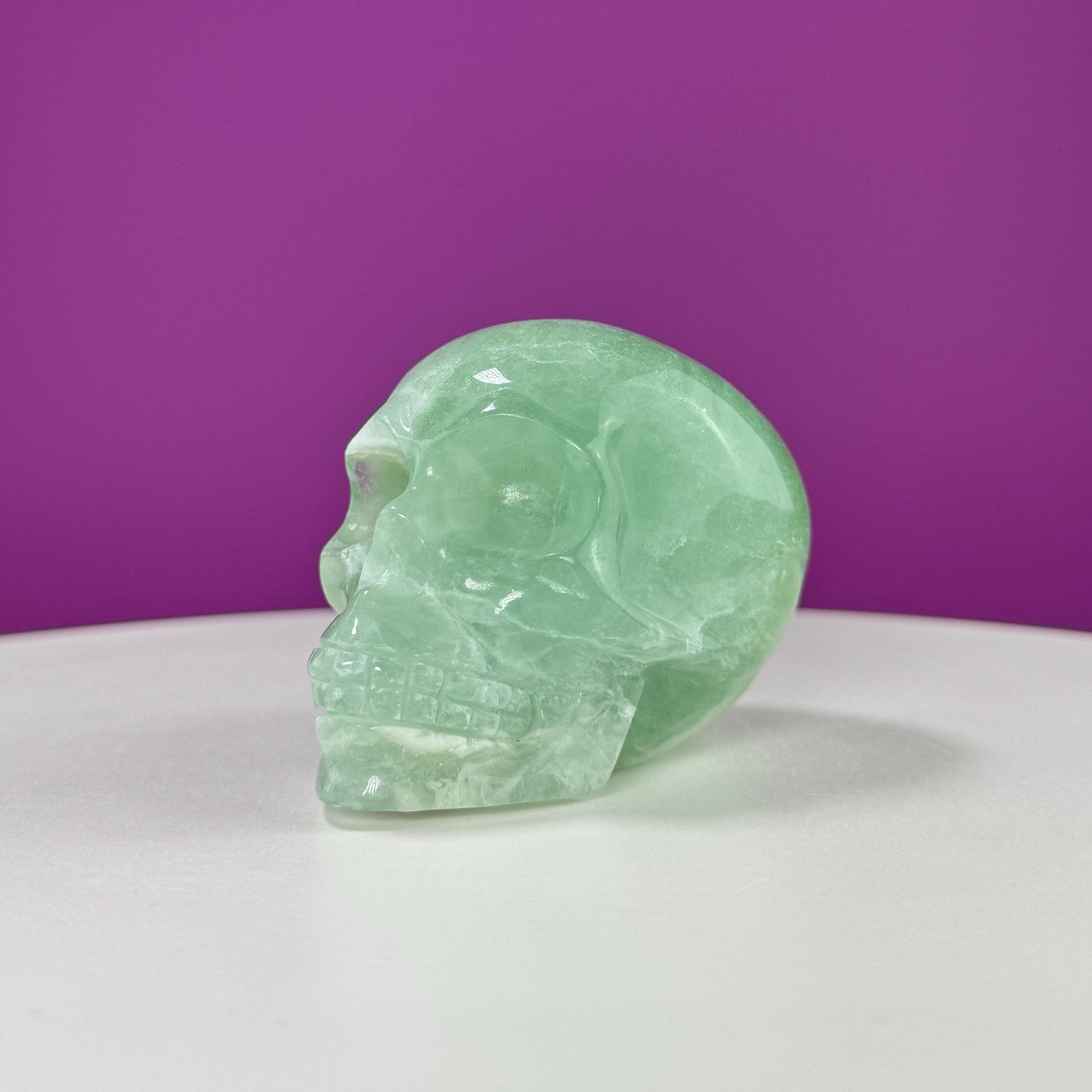 Green Fluorite Skull Carving (UV Reactive)