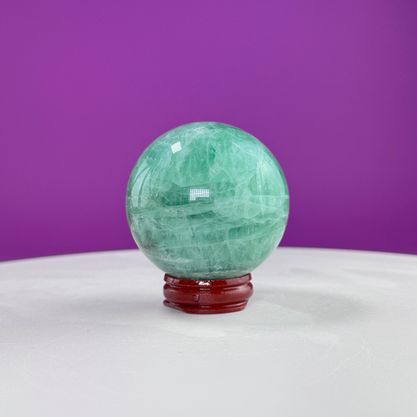 Green Fluorite Sphere (Includes Wood Stand), UV Reactive