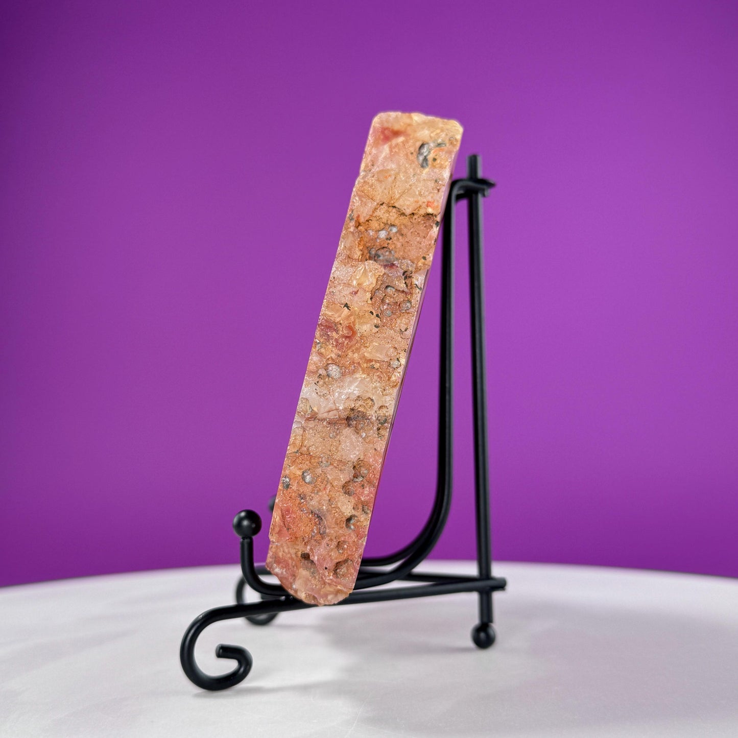 Carnelian Agate Slab (Includes Black Metal Stand)