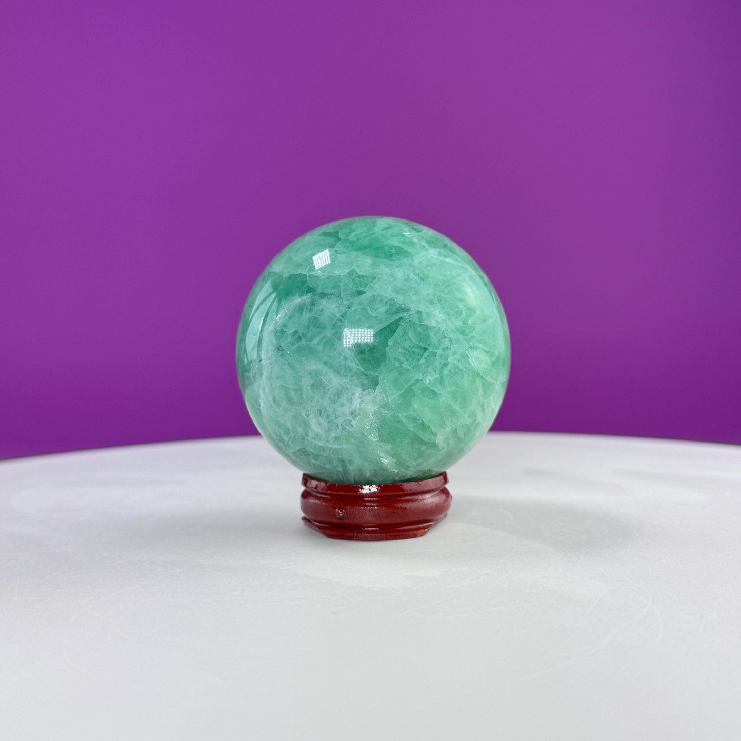 Green Fluorite Sphere (Includes Wood Stand), UV Reactive