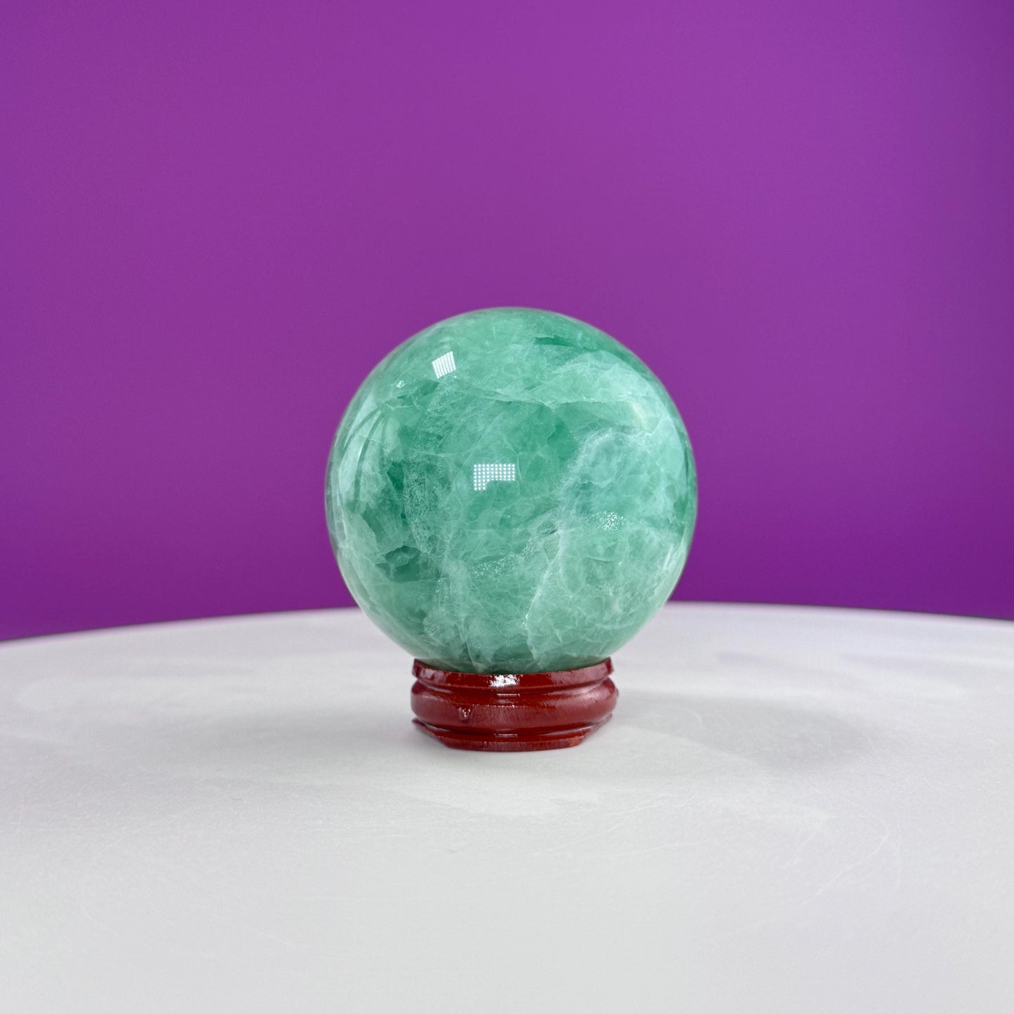 Green Fluorite Sphere (Includes Wood Stand), UV Reactive
