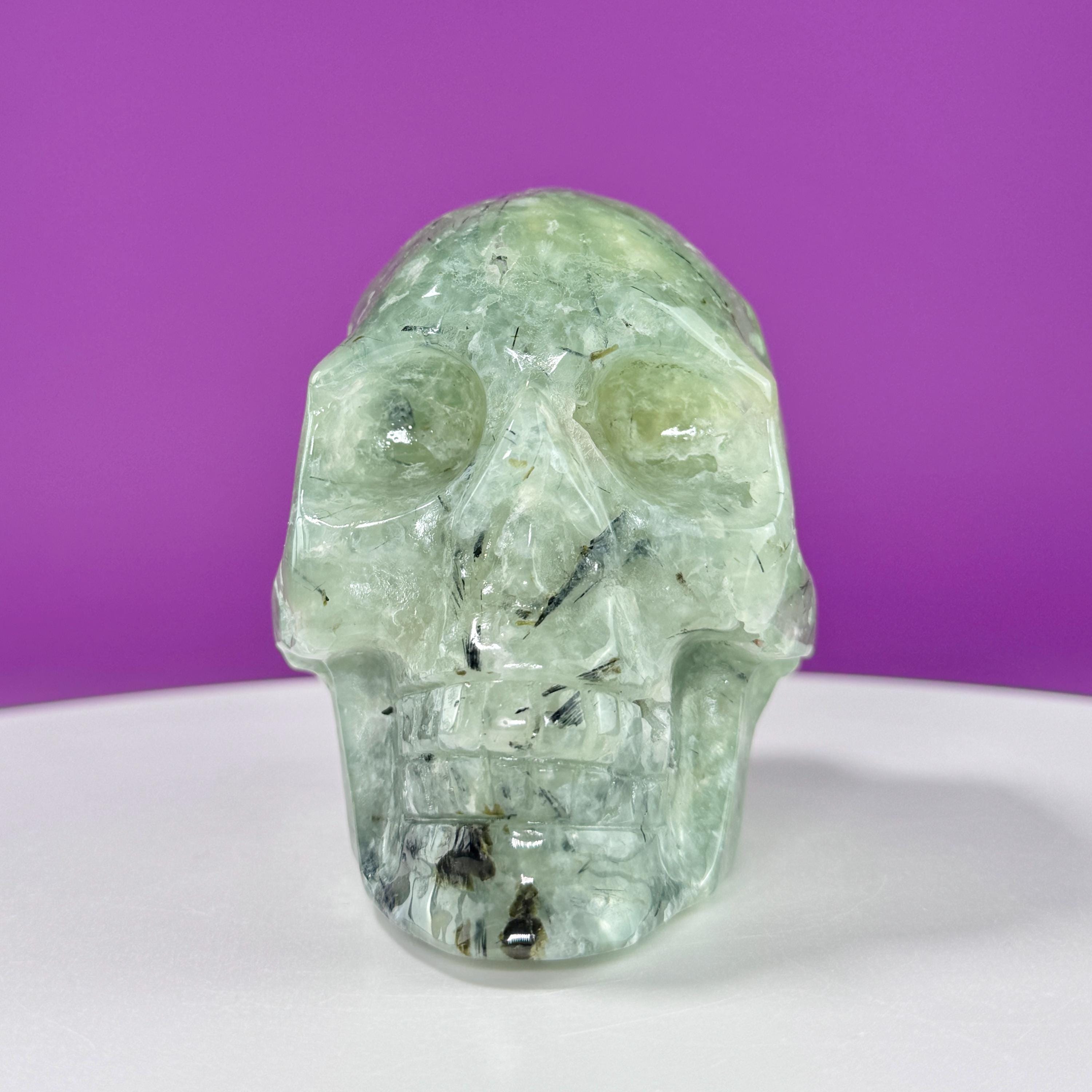 Prehnite Crystal Skull – 991g | Collector Statement Piece