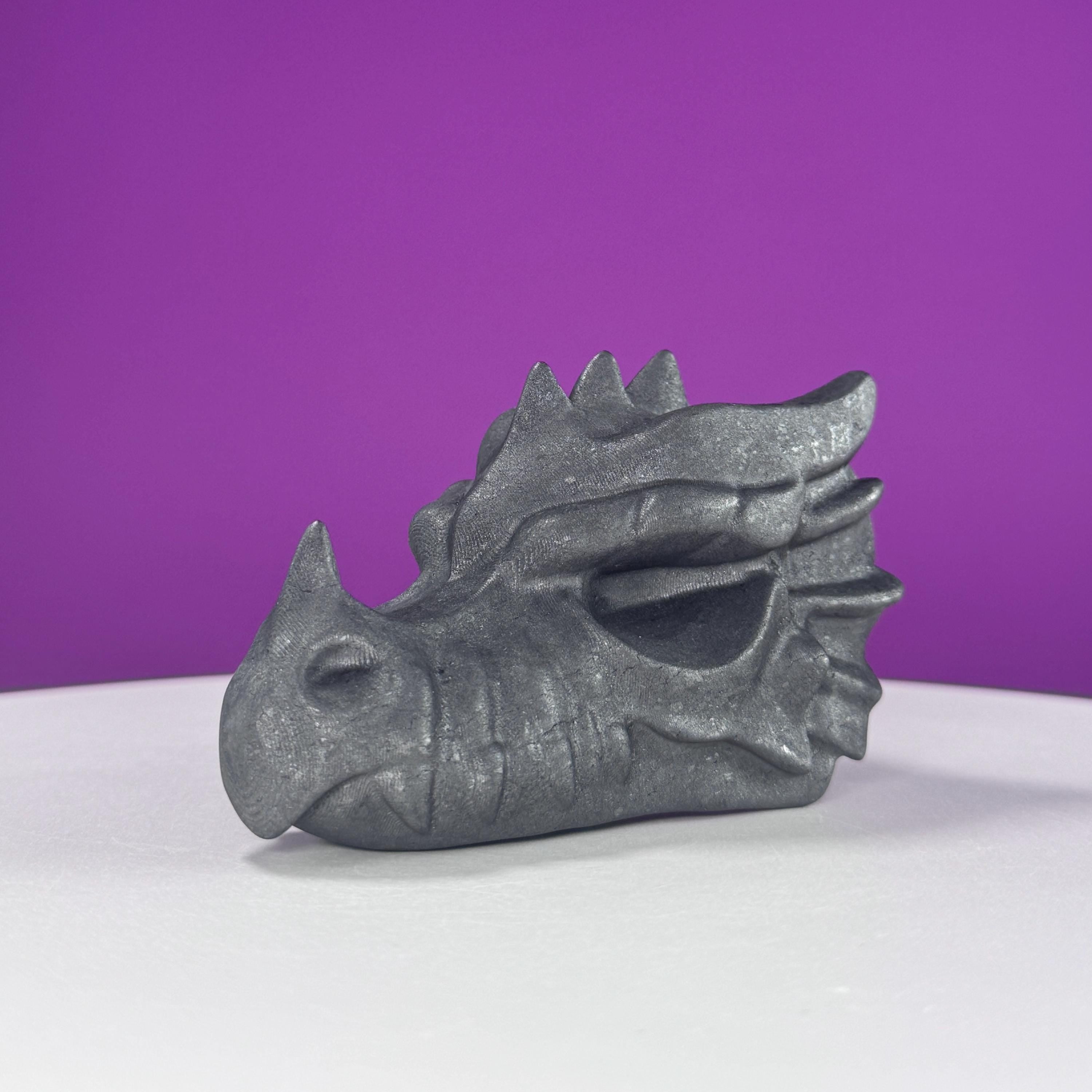 Shungite Dragon Head Carving – 260g Protective Stone Sculpture