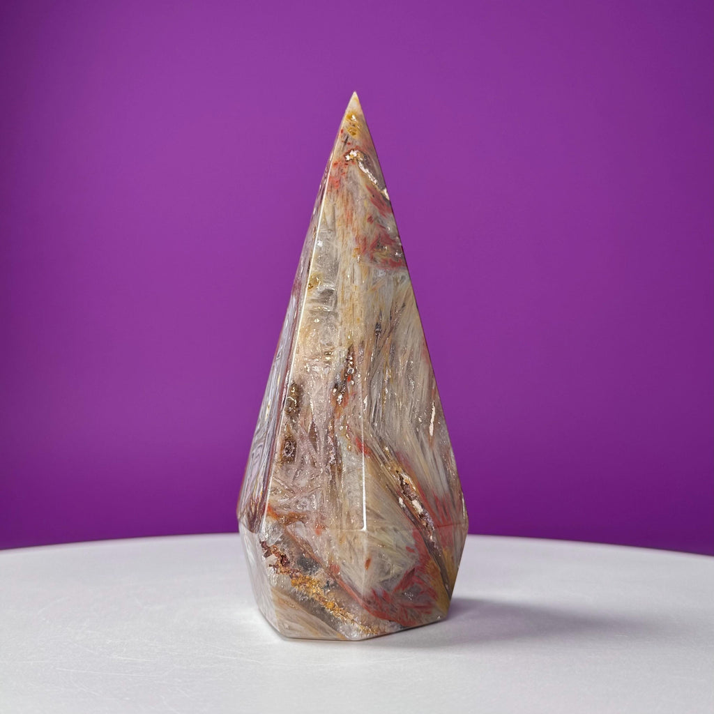 Sagenite Agate Diamond Carving (Brazil)