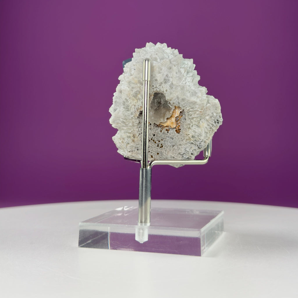 Blue Green Fluorite Specimen (Huanggang Liang Mine, Inner Mongolia, China) (Includes Sliver Metal/Acrylic Stand)