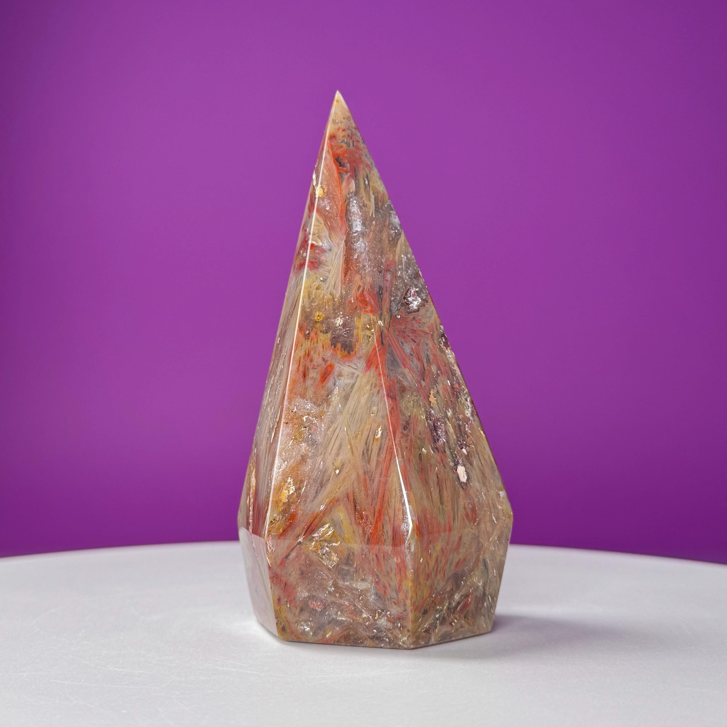 Sagenite Agate Diamond Carving (Brazil)