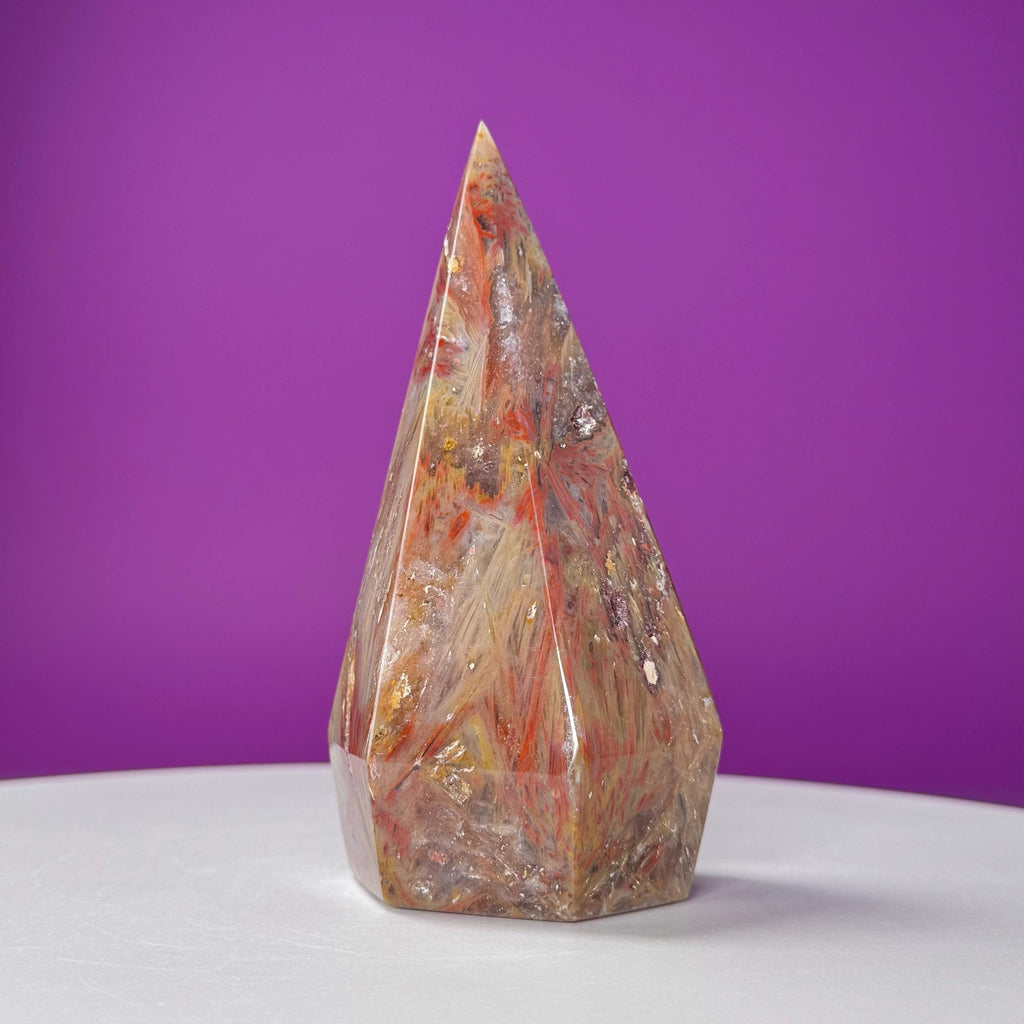 Sagenite Agate Diamond Carving (Brazil)