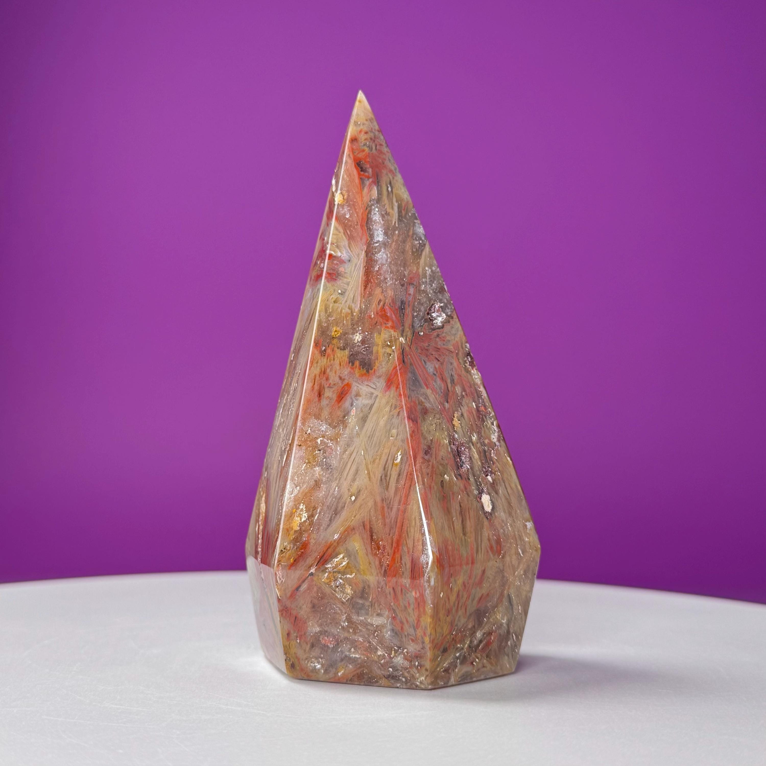 Sagenite Agate Diamond Carving (Brazil)