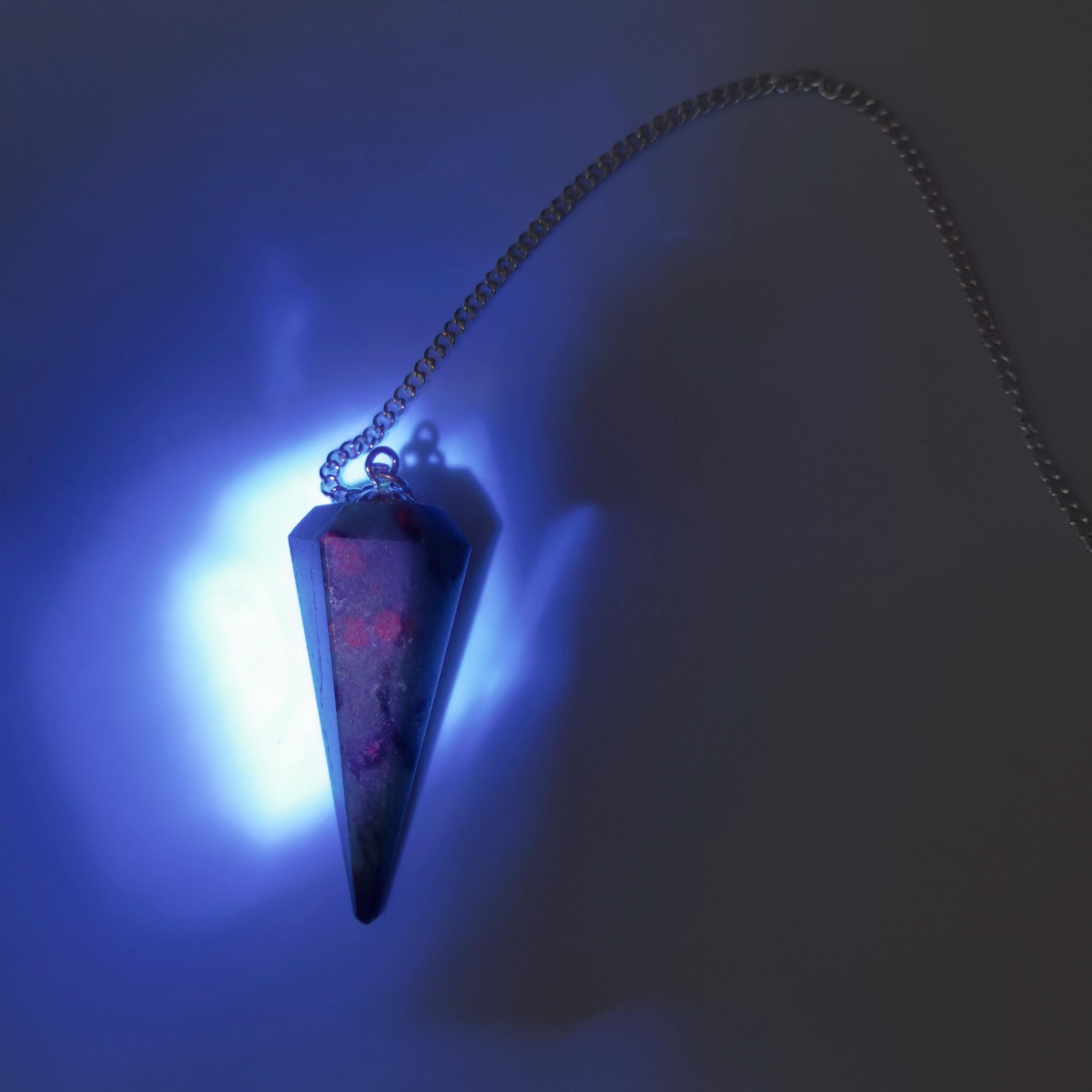 Pendulums: Ruby Zoisite (UV Reactive), Rainbow Moonstone, Dream Amethyst