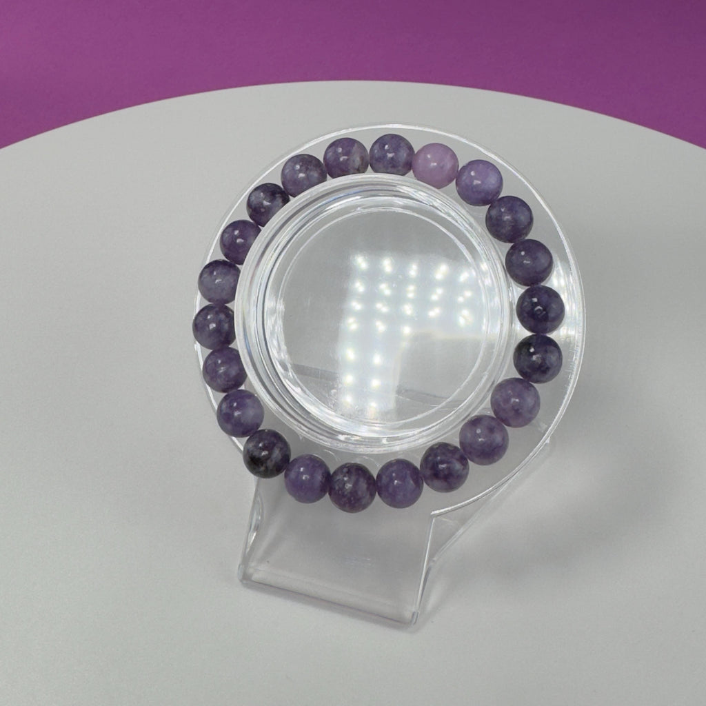 Lepidolite Bracelet-8 Millimeter Beads