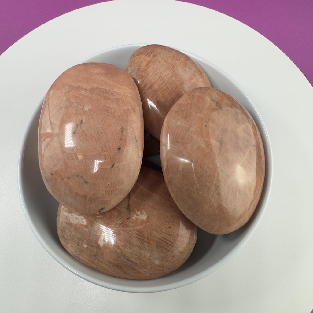 Peach Moonstone Palm Stone, Large Palm Stone