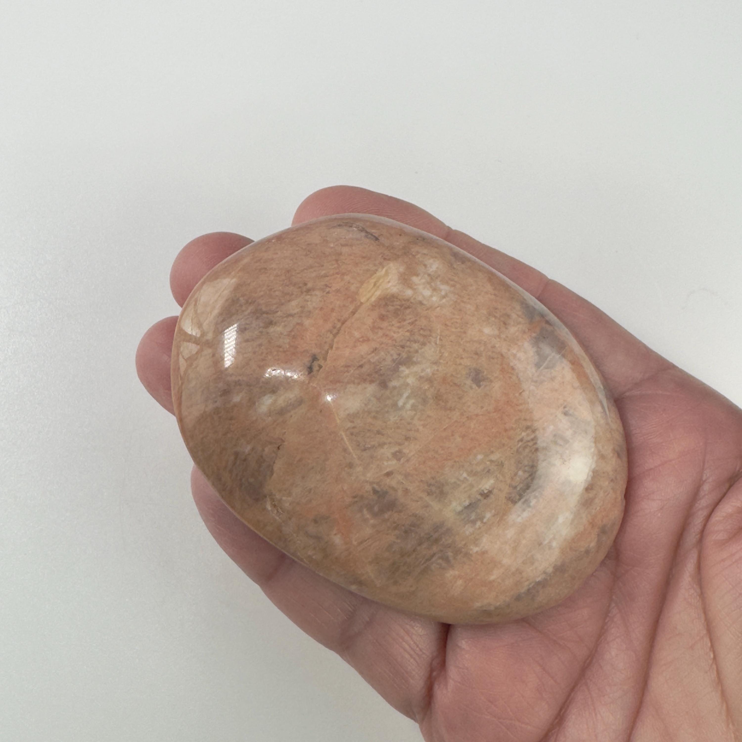 Peach Moonstone Palm Stone, Large Palm Stone