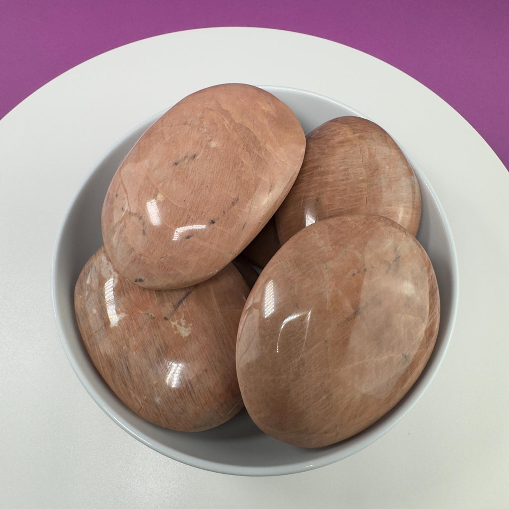 Peach Moonstone Palm Stone, Large Palm Stone