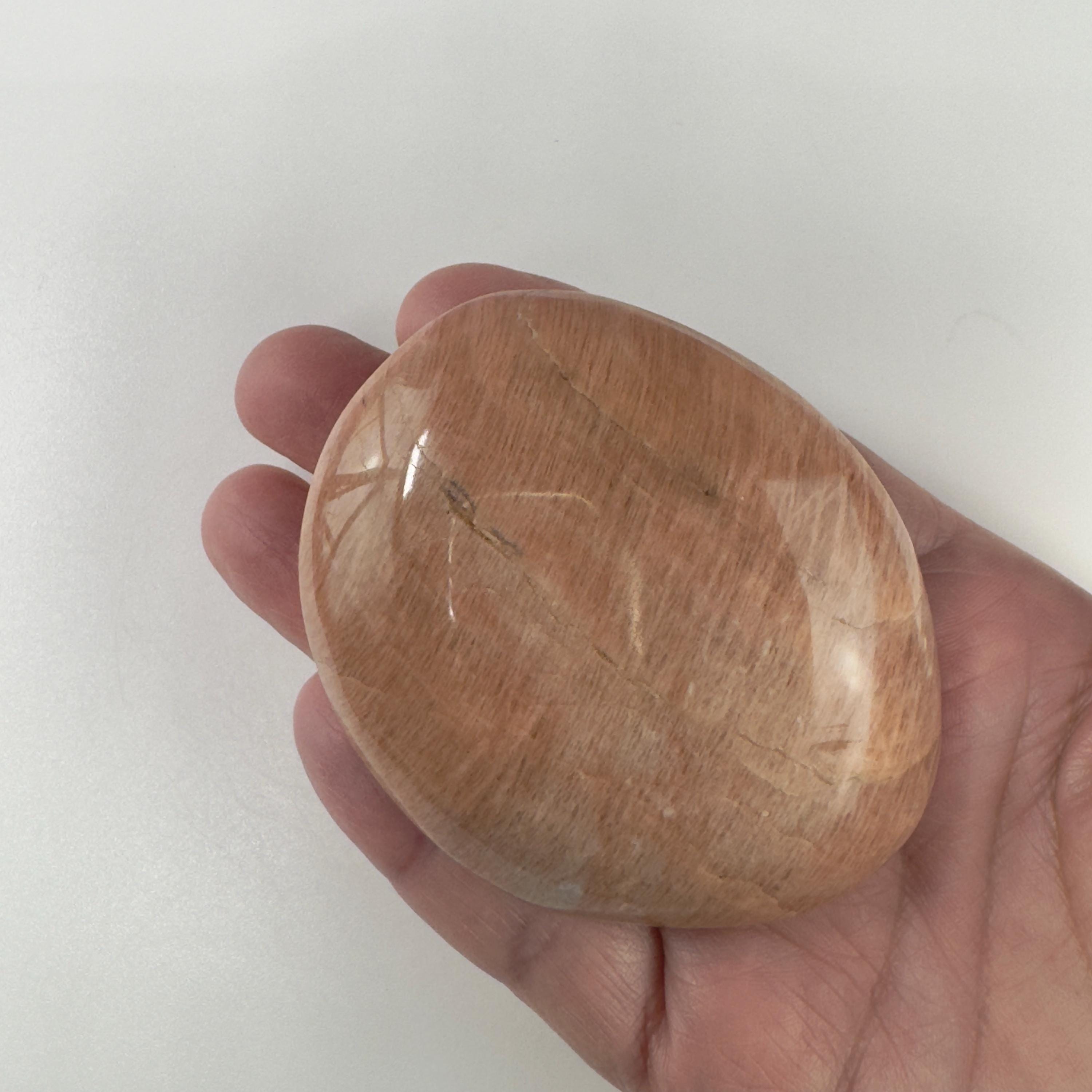 Peach Moonstone Palm Stone, Large Palm Stone
