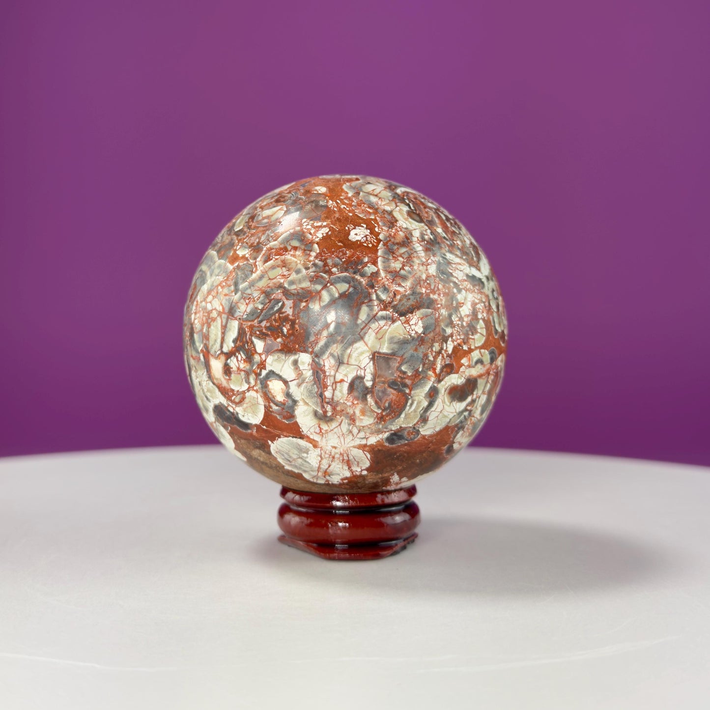 Leopard Skin Jasper Sphere (Includes Wood Stand)