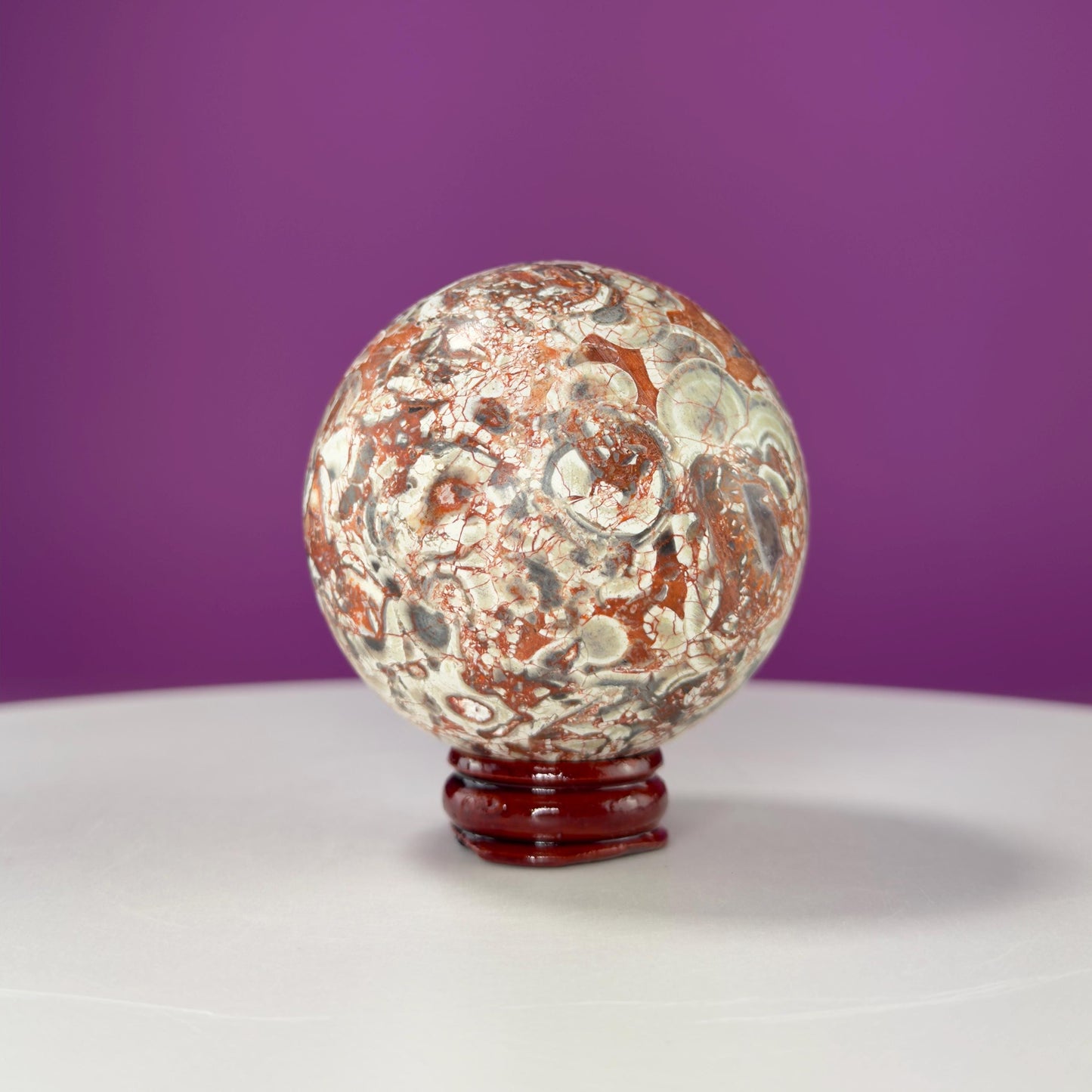 Leopard Skin Jasper Sphere (Includes Wood Stand)