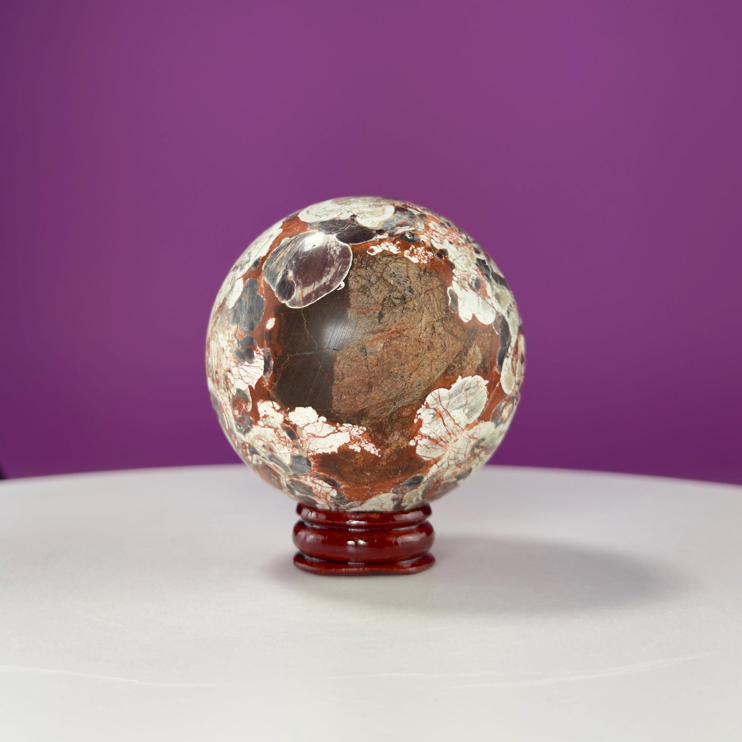Leopard Skin Jasper Sphere (Includes Wood Stand)