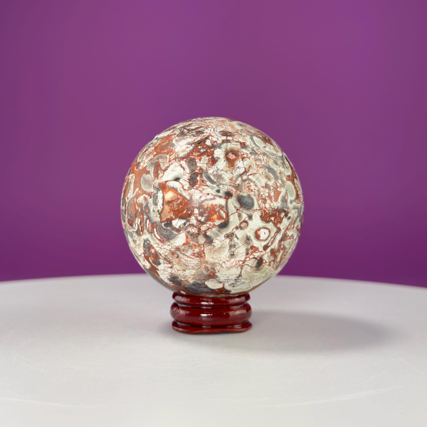 Leopard Skin Jasper Sphere (Includes Wood Stand)