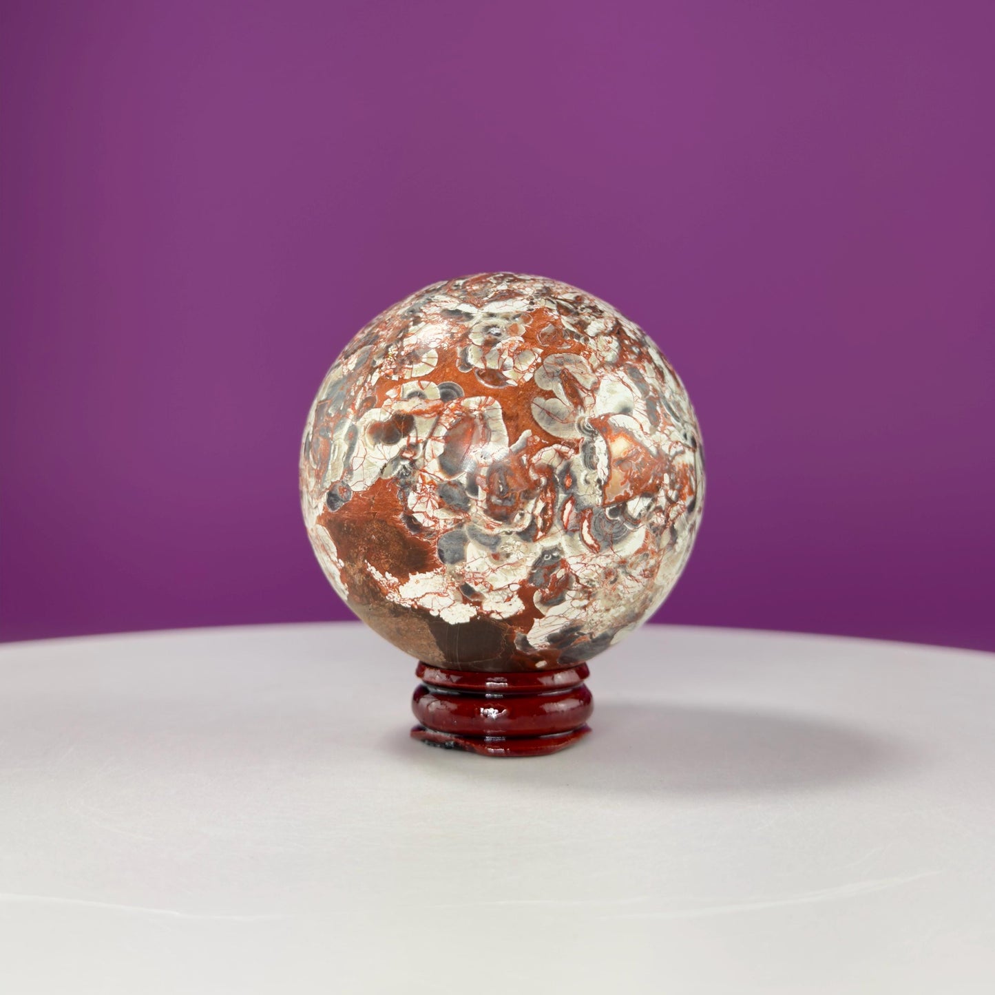 Leopard Skin Jasper Sphere (Includes Wood Stand)