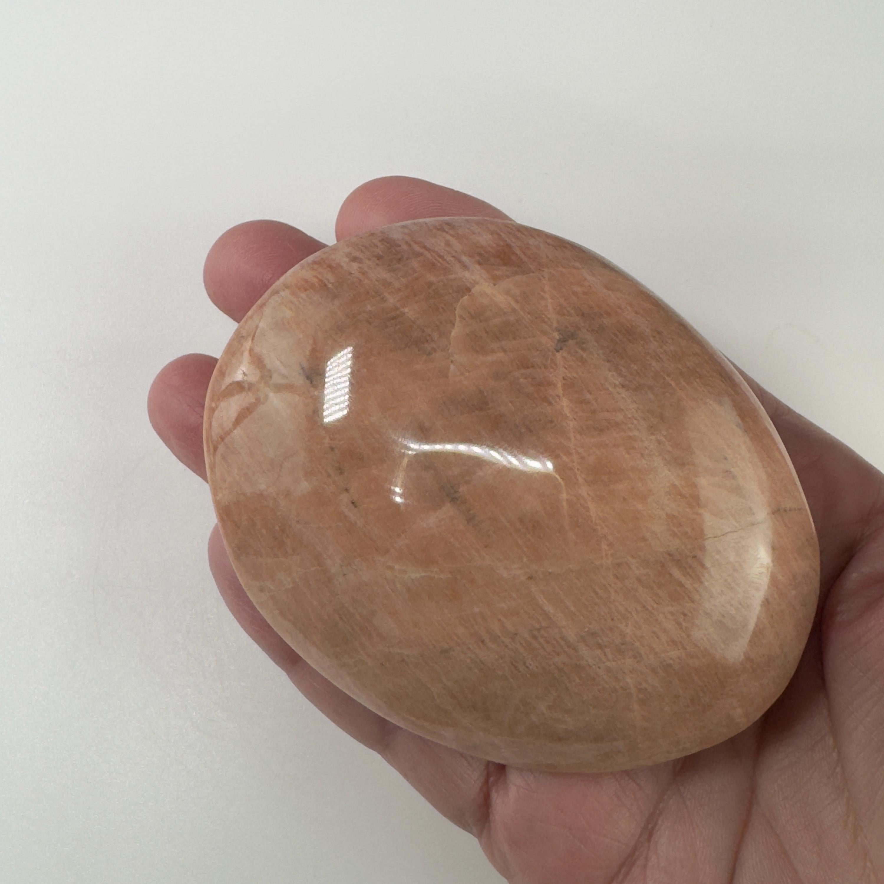Peach Moonstone Palm Stone, Large Palm Stone
