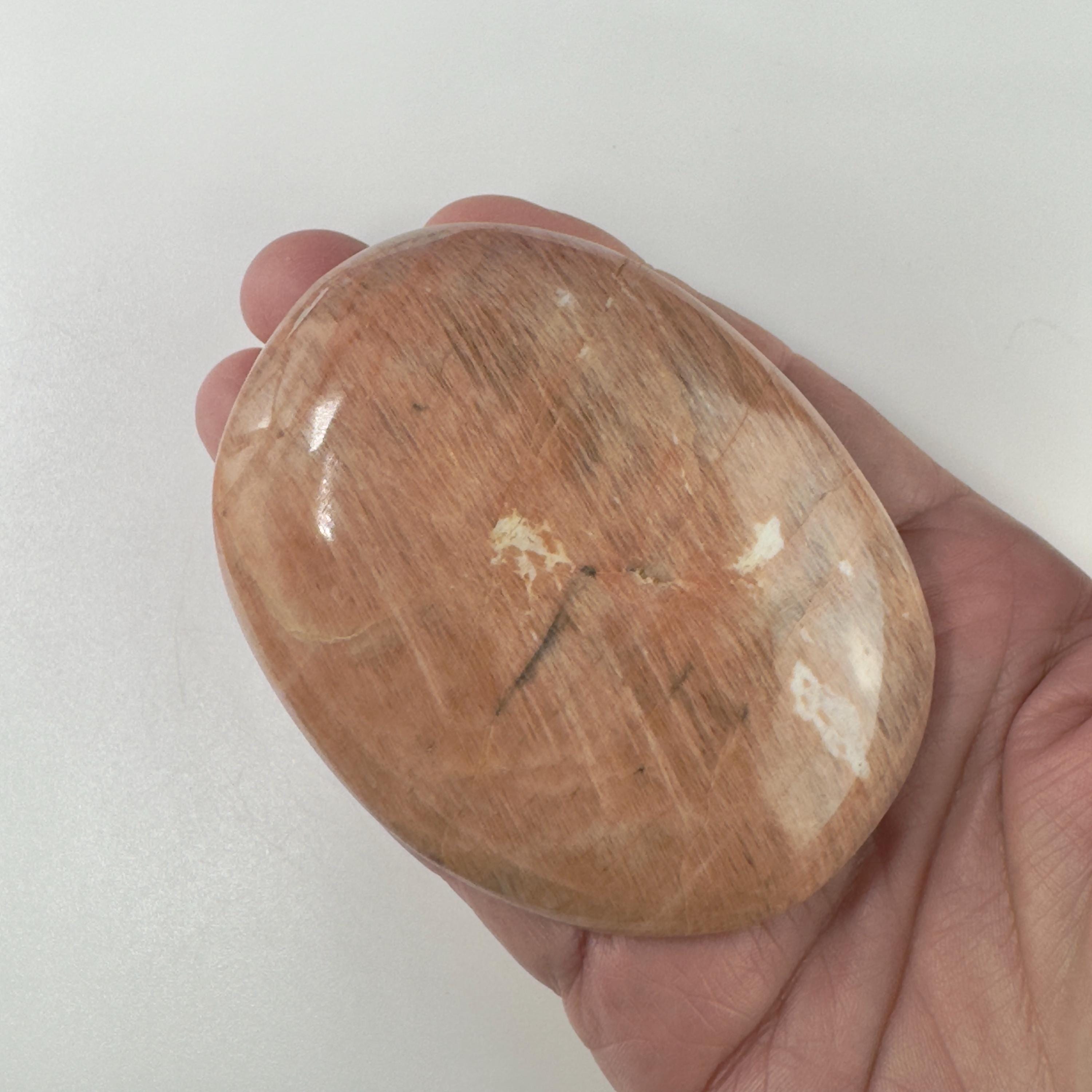 Peach Moonstone Palm Stone, Large Palm Stone