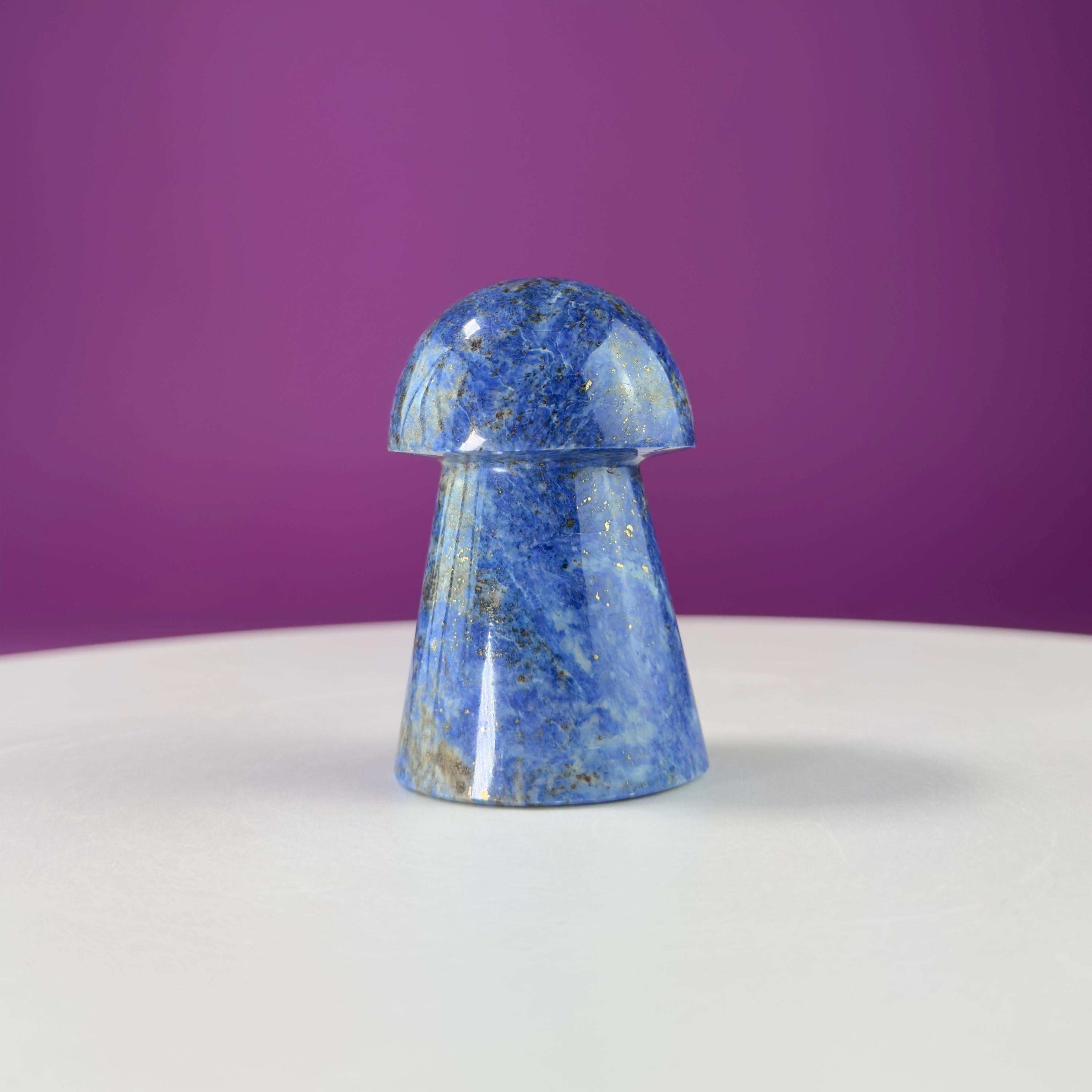 Lapis Lazuli with Pyrite Mushroom Carving