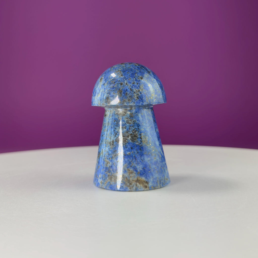 Lapis Lazuli with Pyrite Mushroom Carving
