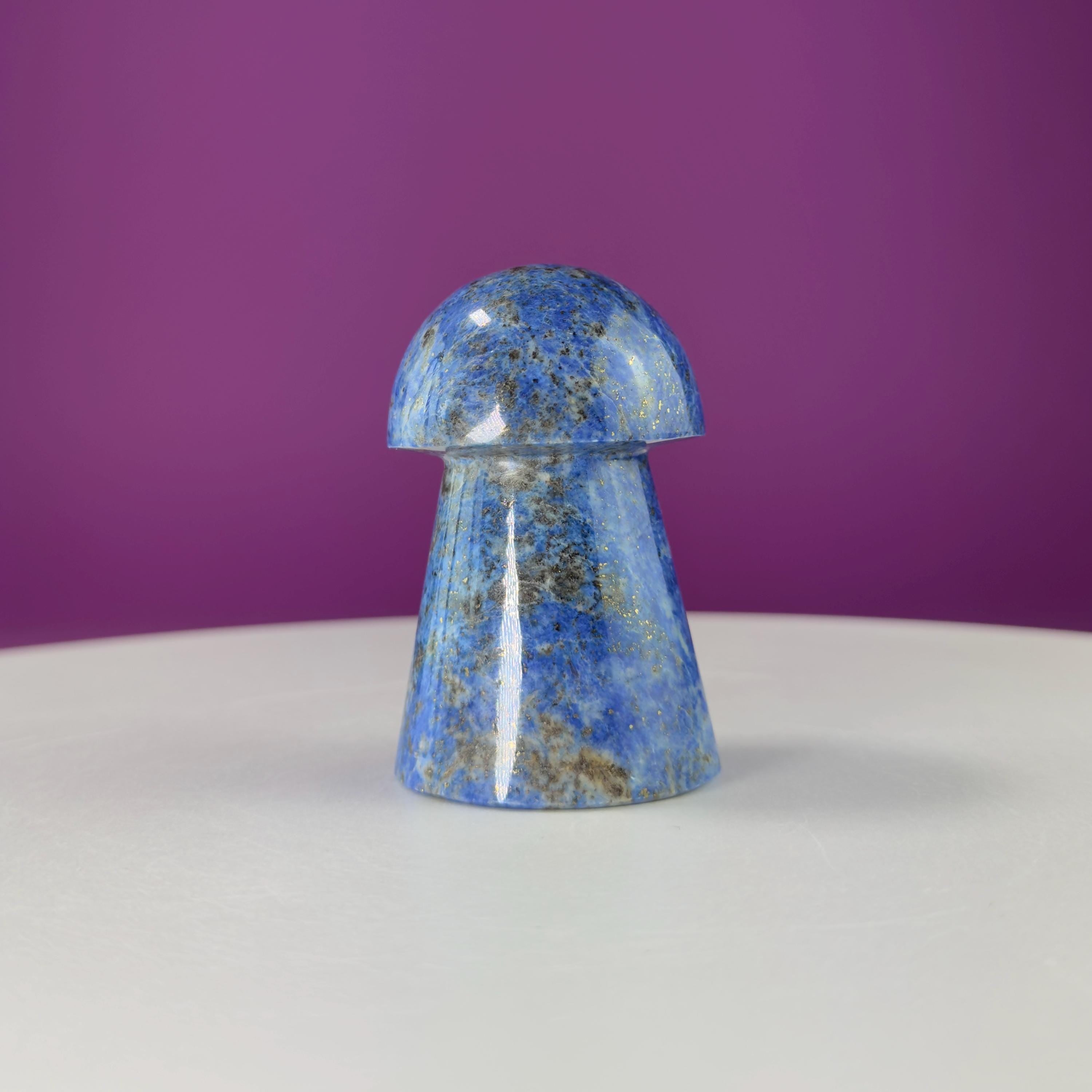 Lapis Lazuli with Pyrite Mushroom Carving