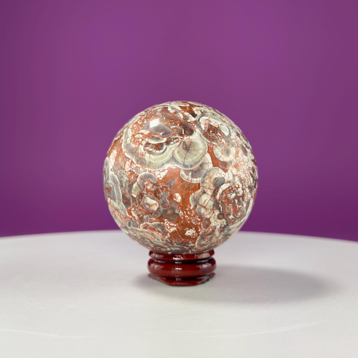 Leopard Skin Jasper Sphere (Includes Wood Stand)