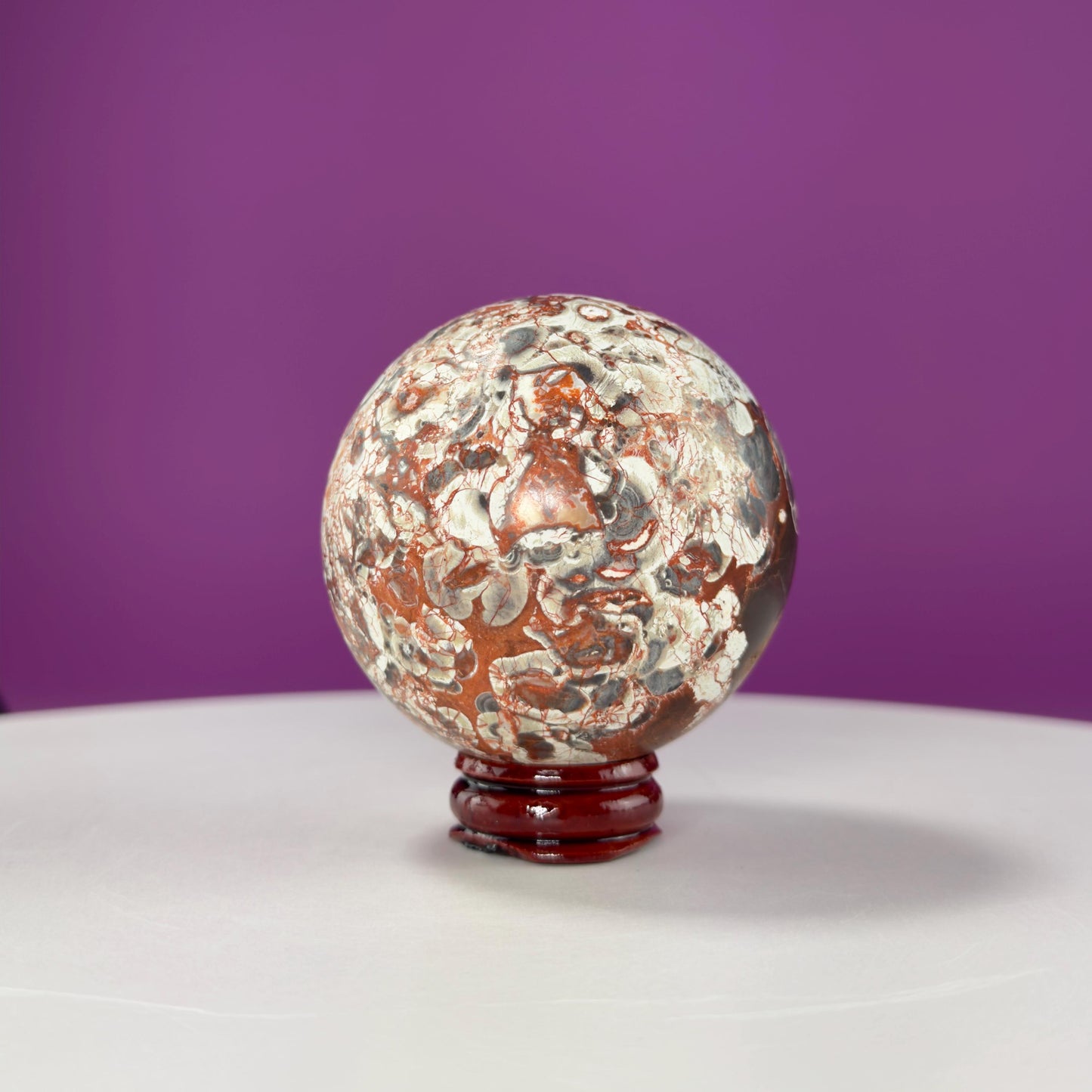 Leopard Skin Jasper Sphere (Includes Wood Stand)