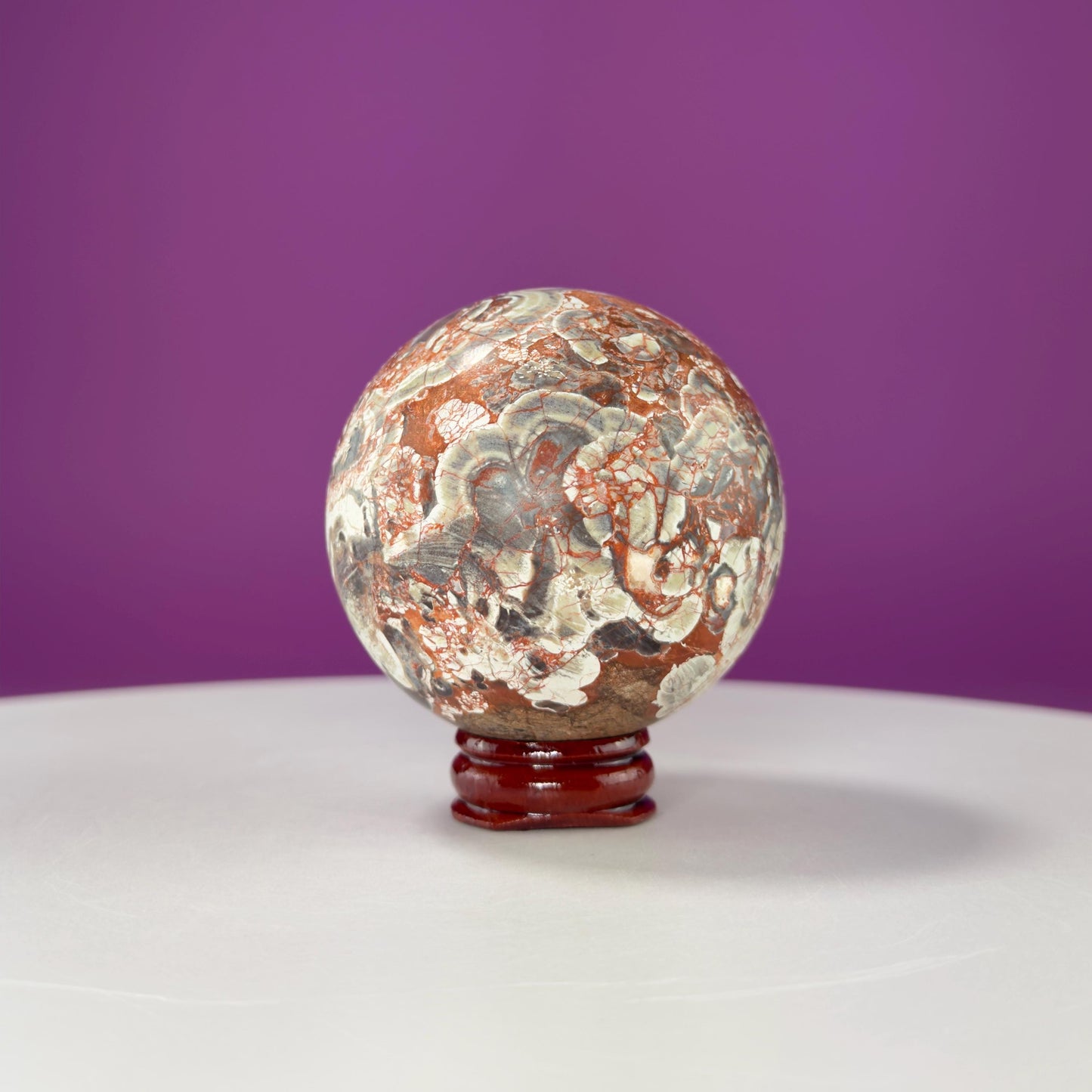 Leopard Skin Jasper Sphere (Includes Wood Stand)