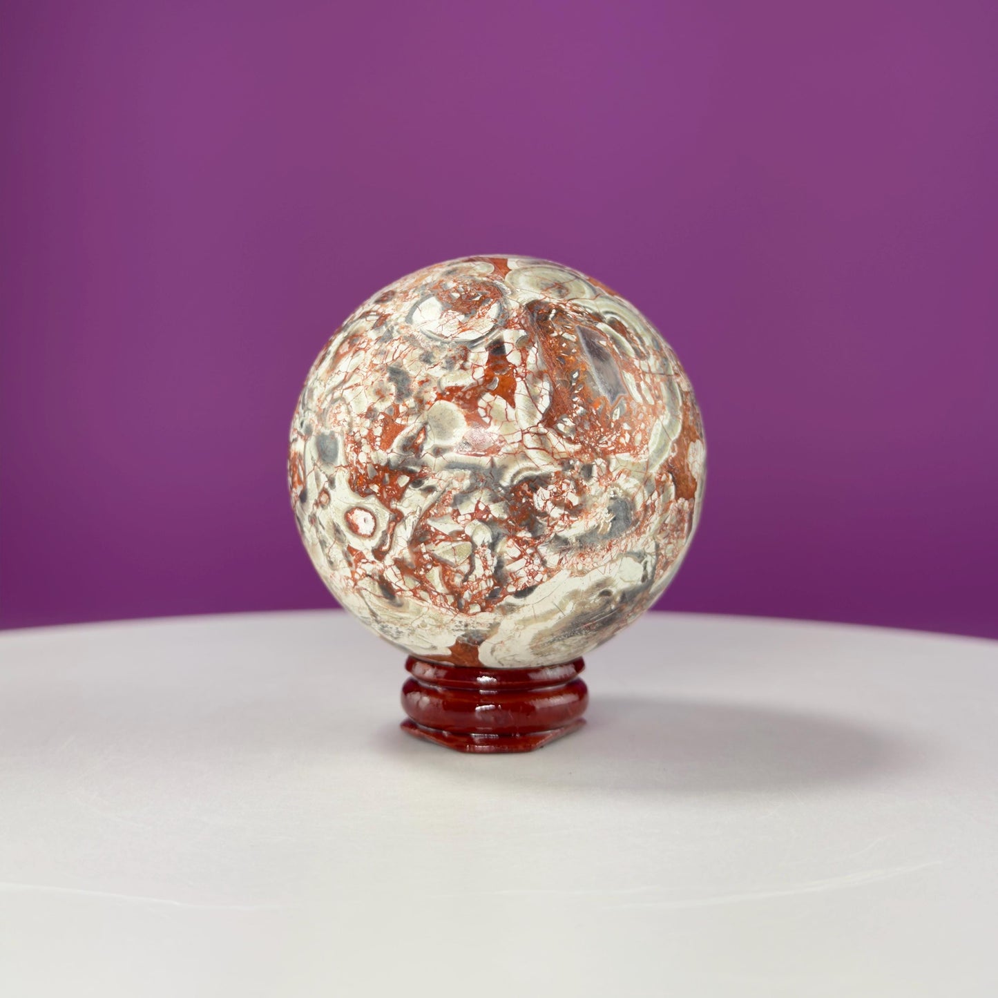 Leopard Skin Jasper Sphere (Includes Wood Stand)