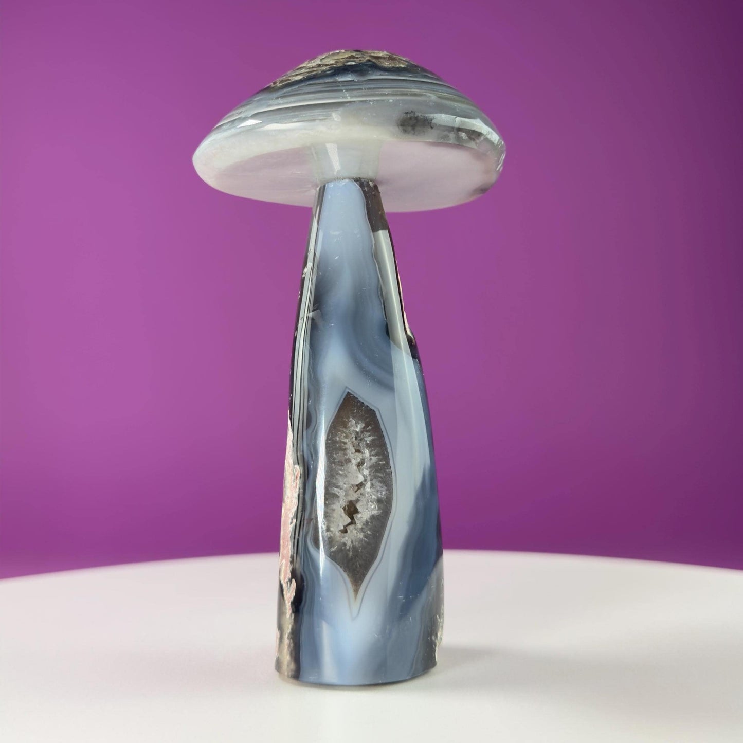 Agate Mushroom Carving with Drusy (Brazil)