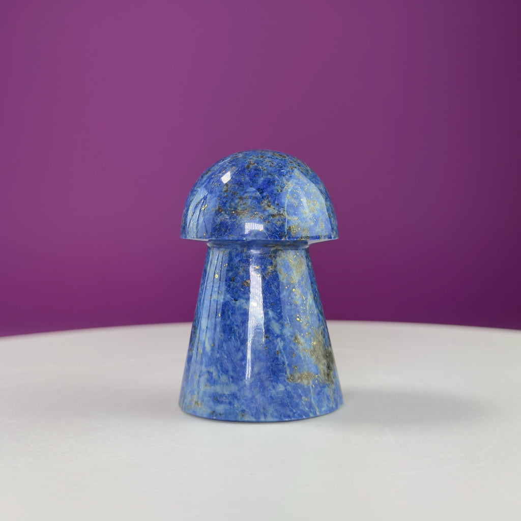 Lapis Lazuli with Pyrite Mushroom Carving