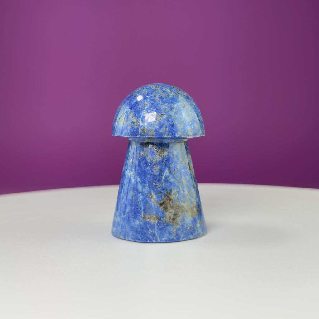 Lapis Lazuli with Pyrite Mushroom Carving