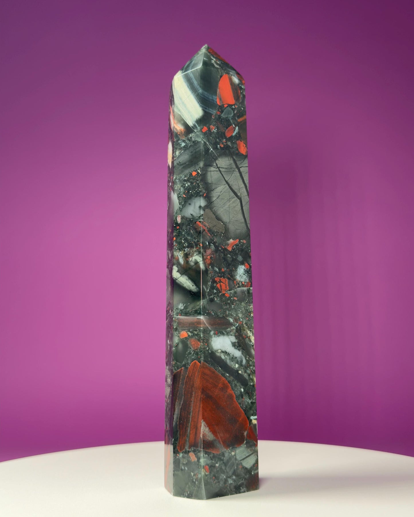 African Bloodstone Tower, 10 Inches Tall