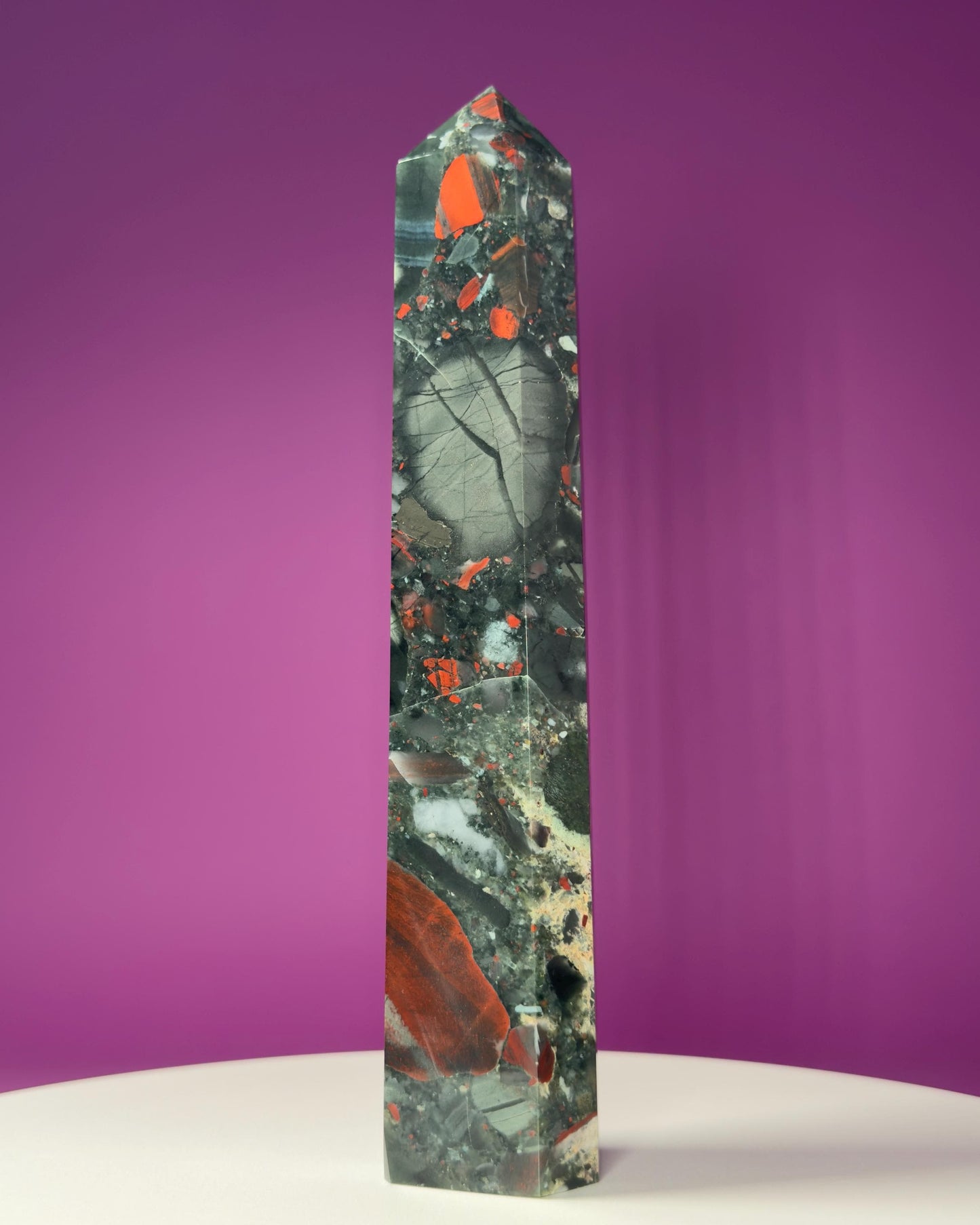 African Bloodstone Tower, 10 Inches Tall