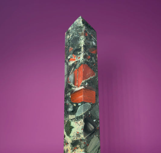 African Bloodstone Tower, 10 Inches Tall