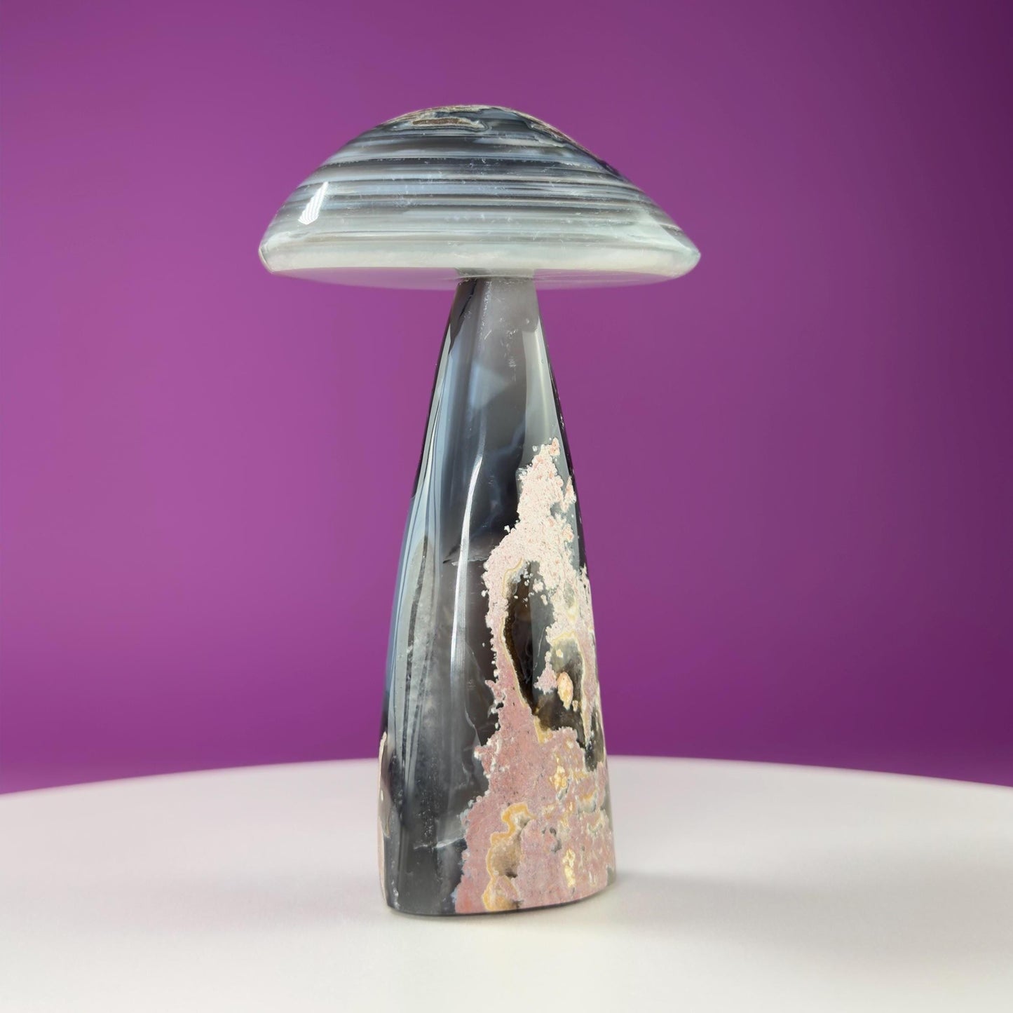 Agate Mushroom Carving with Drusy (Brazil)
