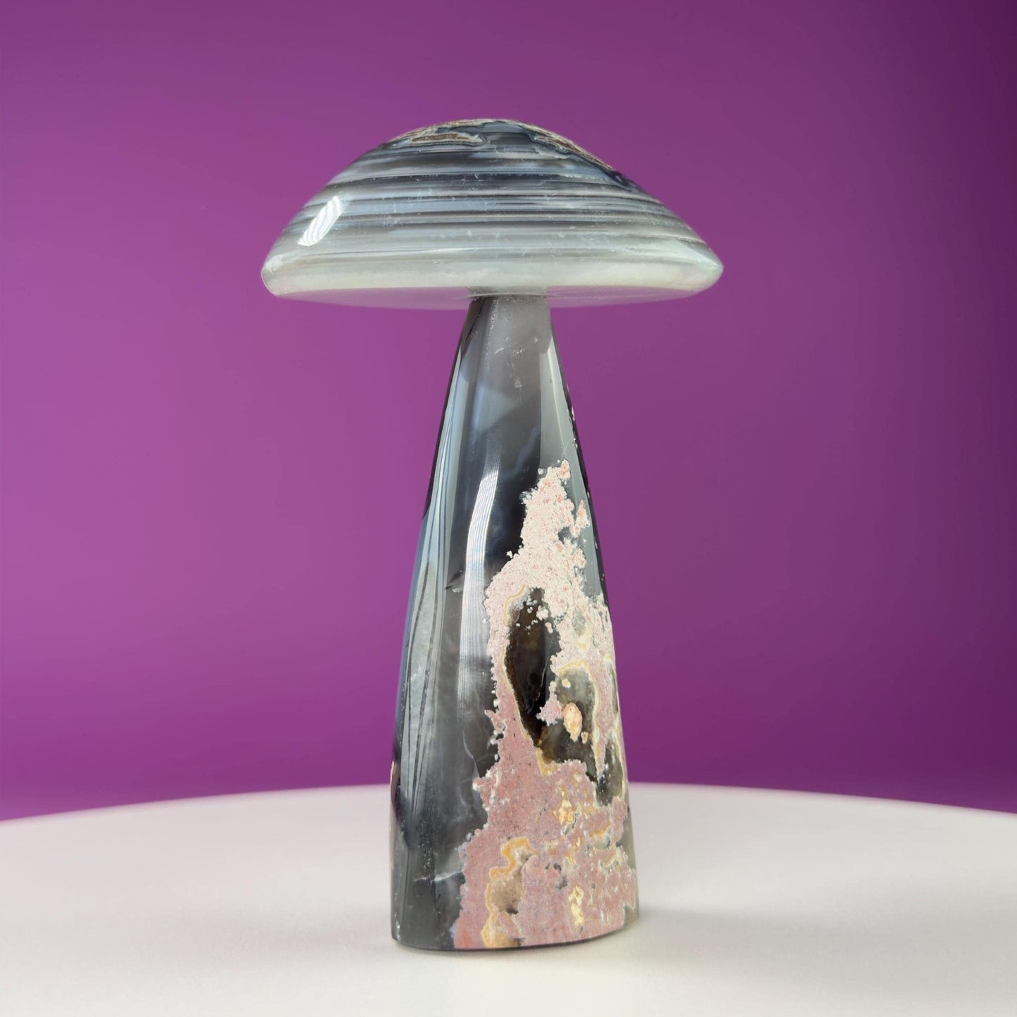 Agate Mushroom Carving with Drusy (Brazil)