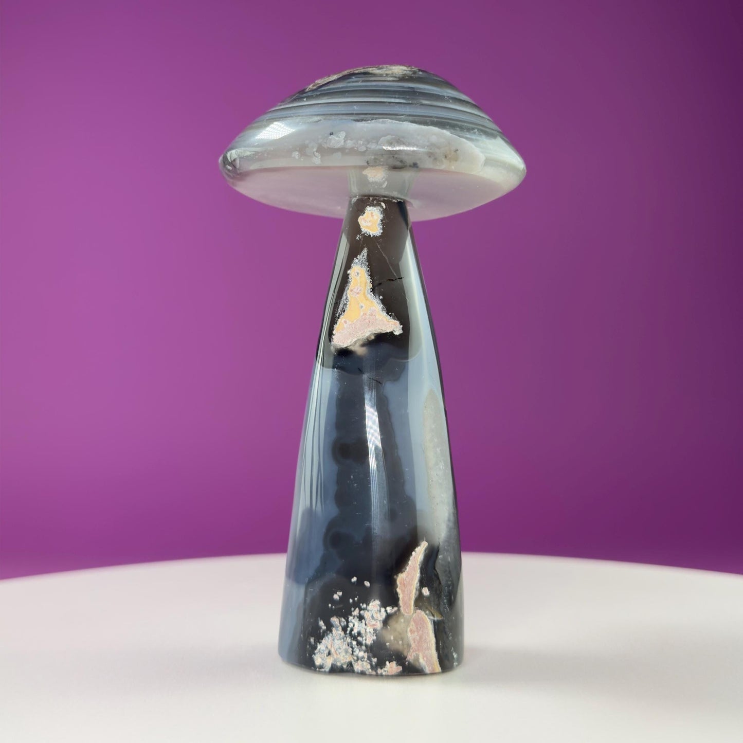 Agate Mushroom Carving with Drusy (Brazil)