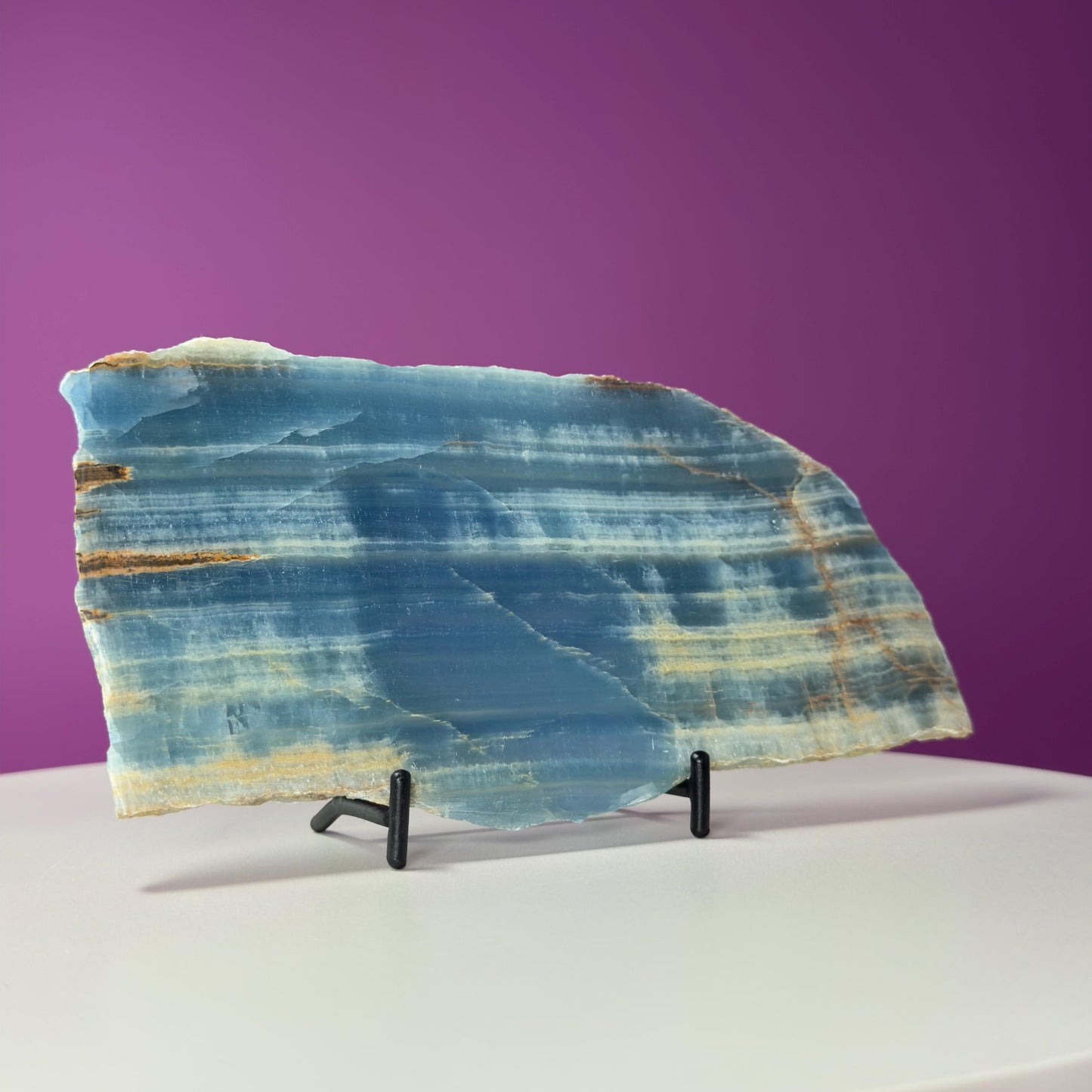 Blue Onyx Slab (Mexico) (Includes Black Metal Stand)