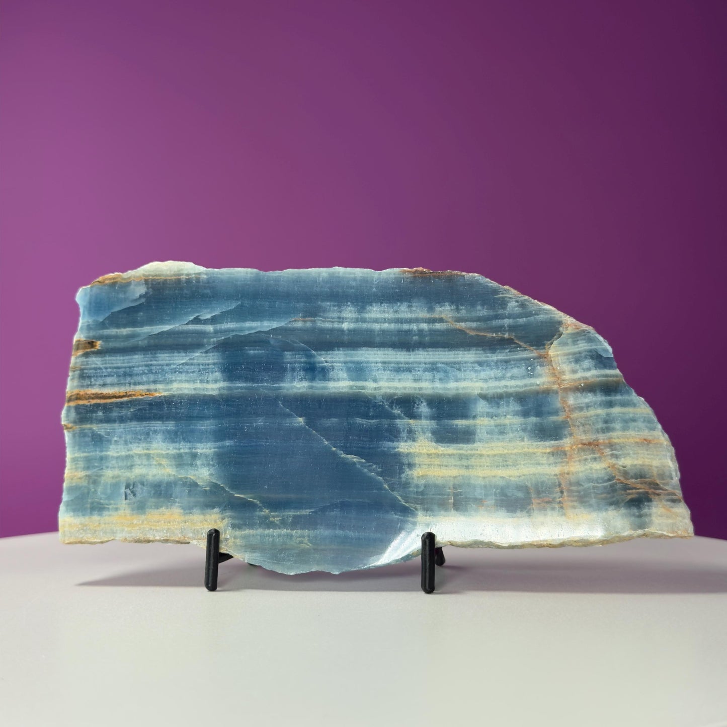 Blue Onyx Slab (Mexico) (Includes Black Metal Stand)
