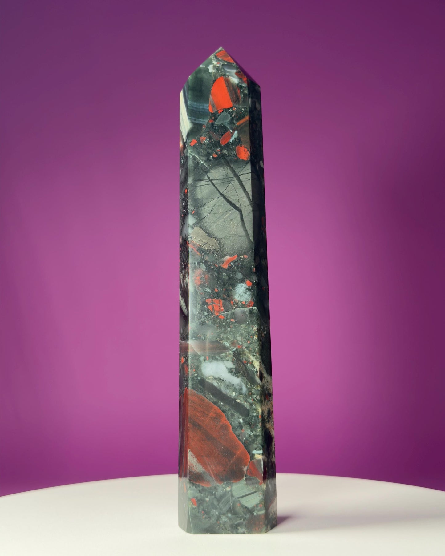 African Bloodstone Tower, 10 Inches Tall