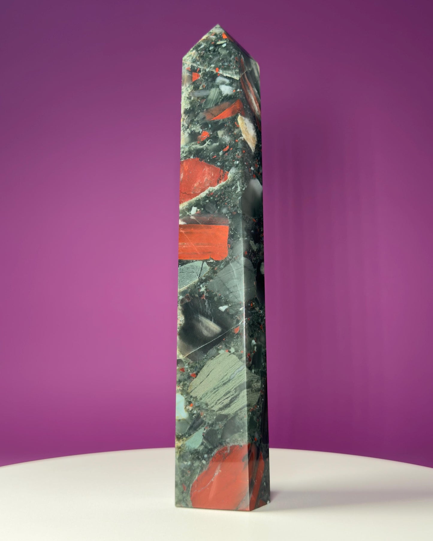 African Bloodstone Tower, 10 Inches Tall