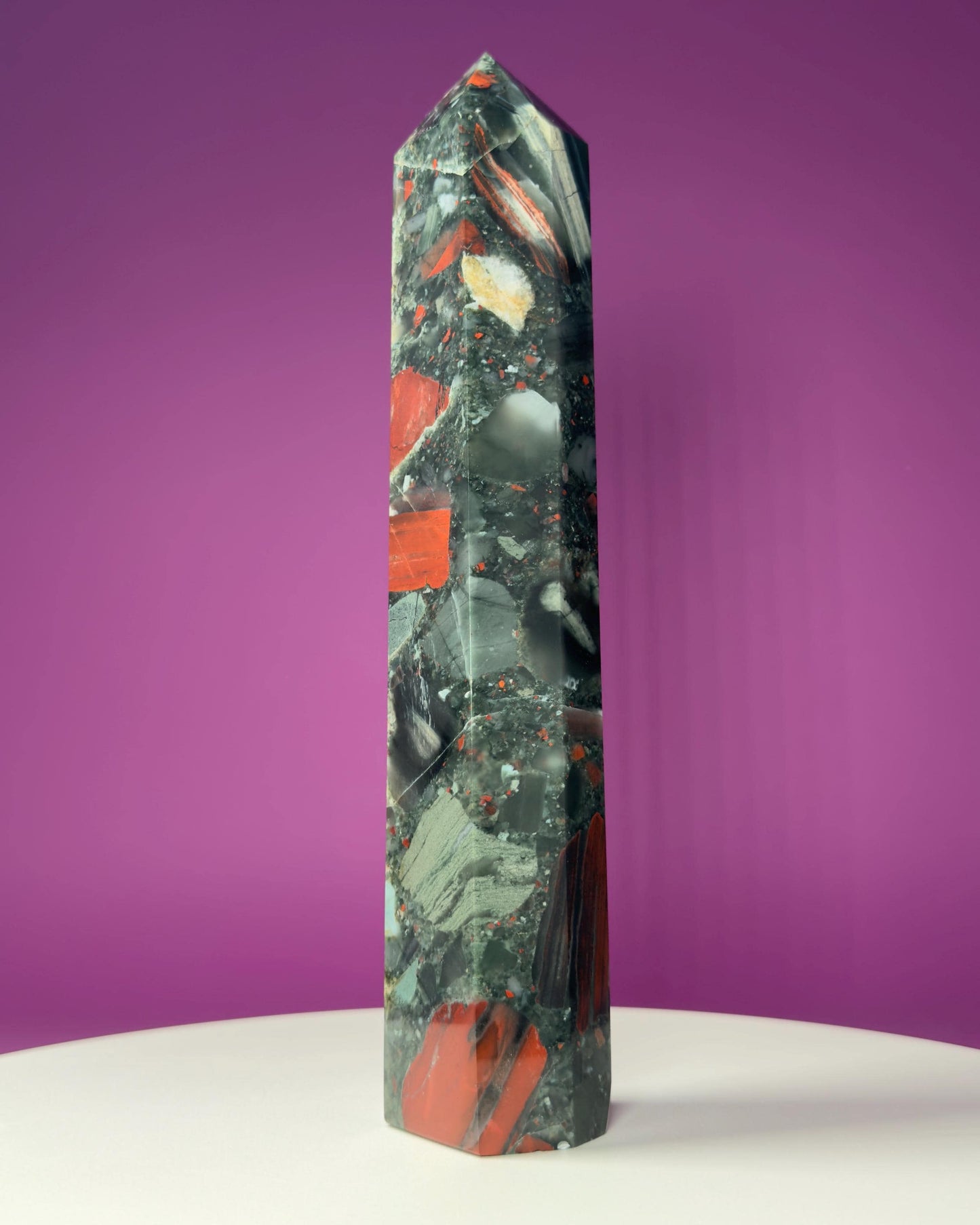 African Bloodstone Tower, 10 Inches Tall