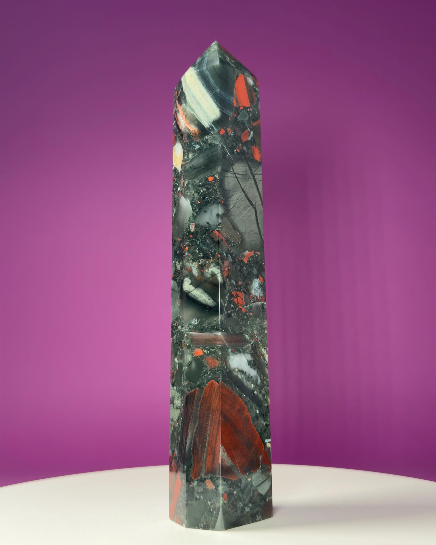African Bloodstone Tower, 10 Inches Tall