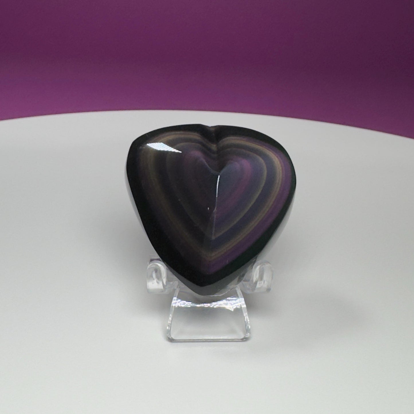 Mini Rainbow Obsidian Heart Carving (Mexico) (Includes Acrylic Stand)